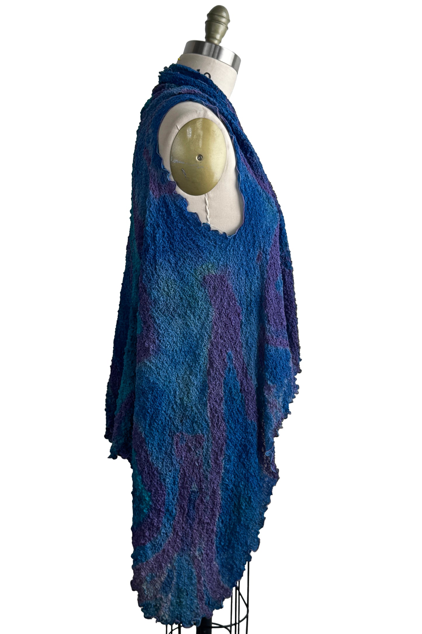 Asymmetrical Wrap Vest | Bubble Silk | River Dye | Turquoise & Purple