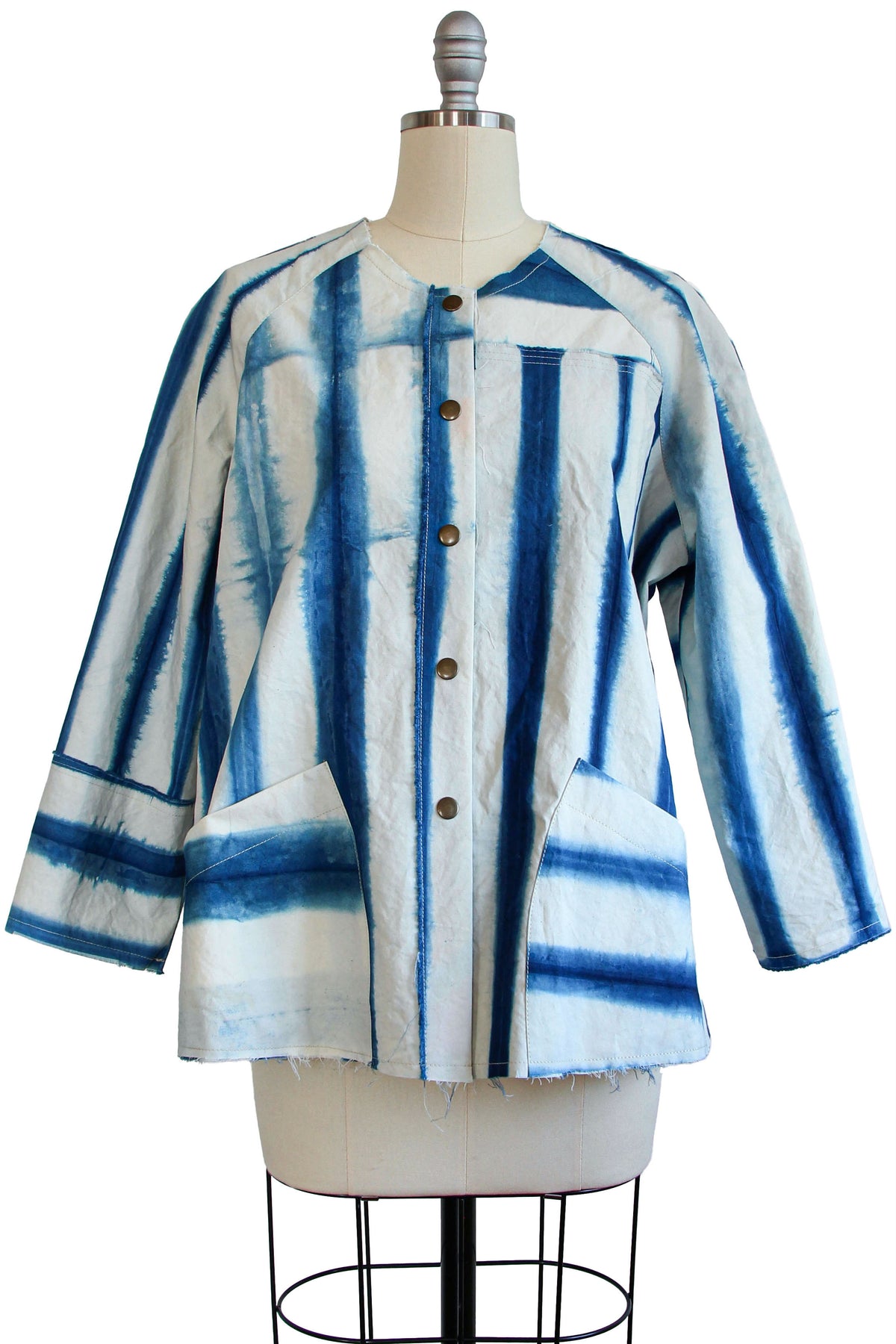 Ariel Jacket | Cotton | Itajime Stripe | Indigo & Crème | Large