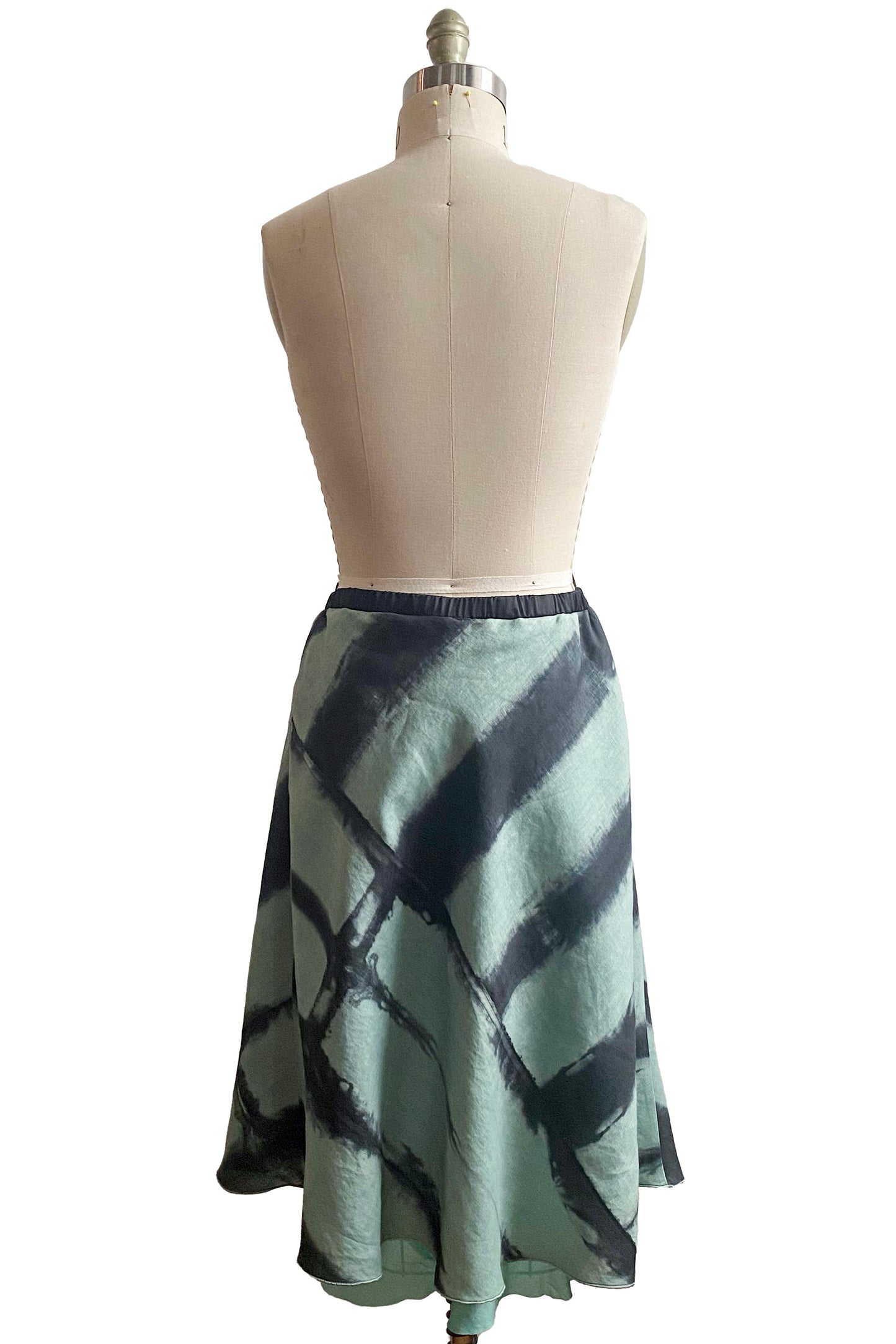 Toulouse Skirt | Itajime Dye | Sage & Charcoal | Medium