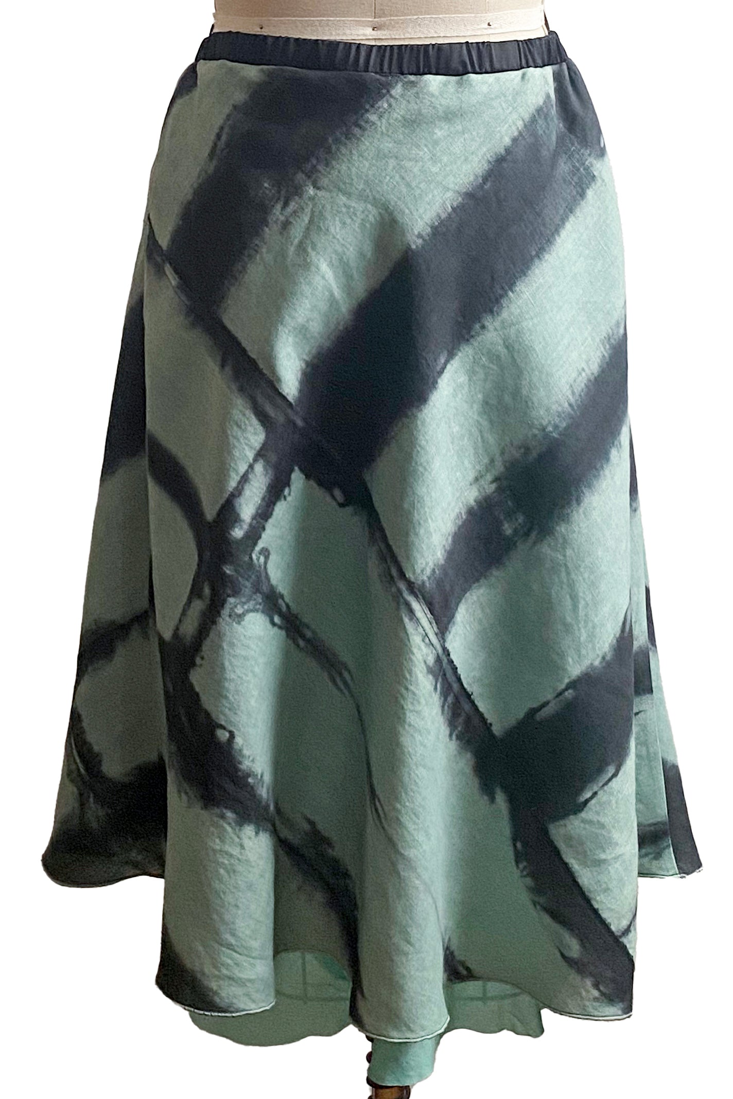 Toulouse Skirt | Itajime Dye | Sage & Charcoal | Medium