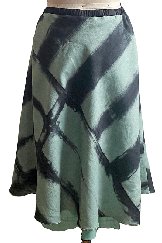 Toulouse Skirt | Itajime Dye | Sage & Charcoal | Medium
