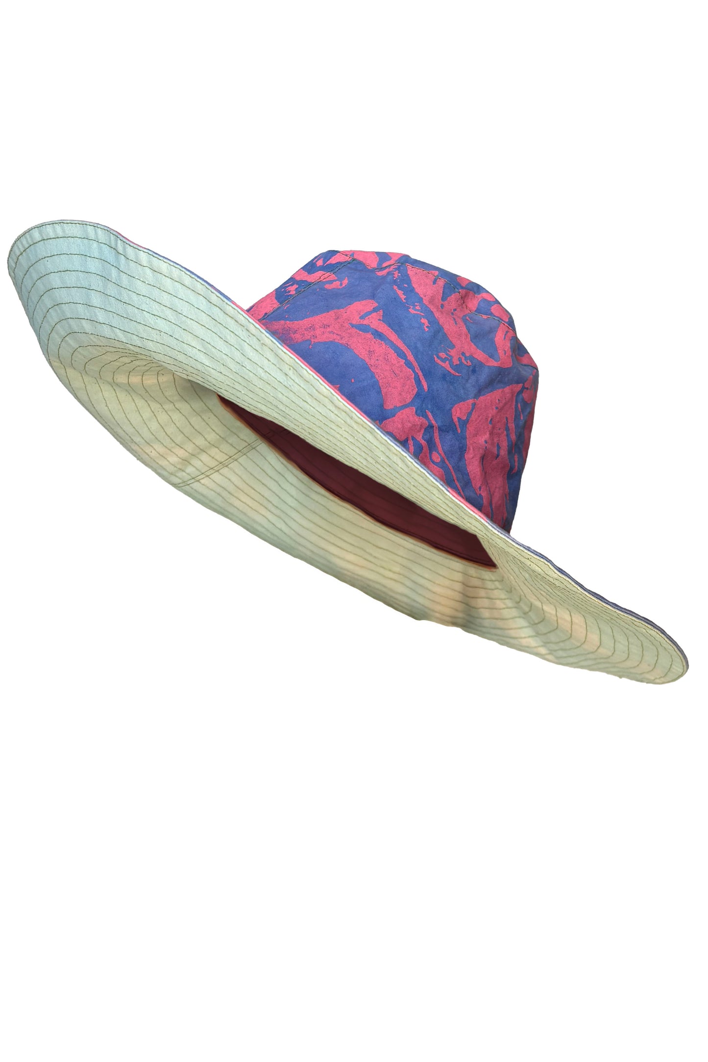 Amalfi Wide Brim Hat | Cotton | Wallpaper Print | Light Purple & Hot Pink | Medium