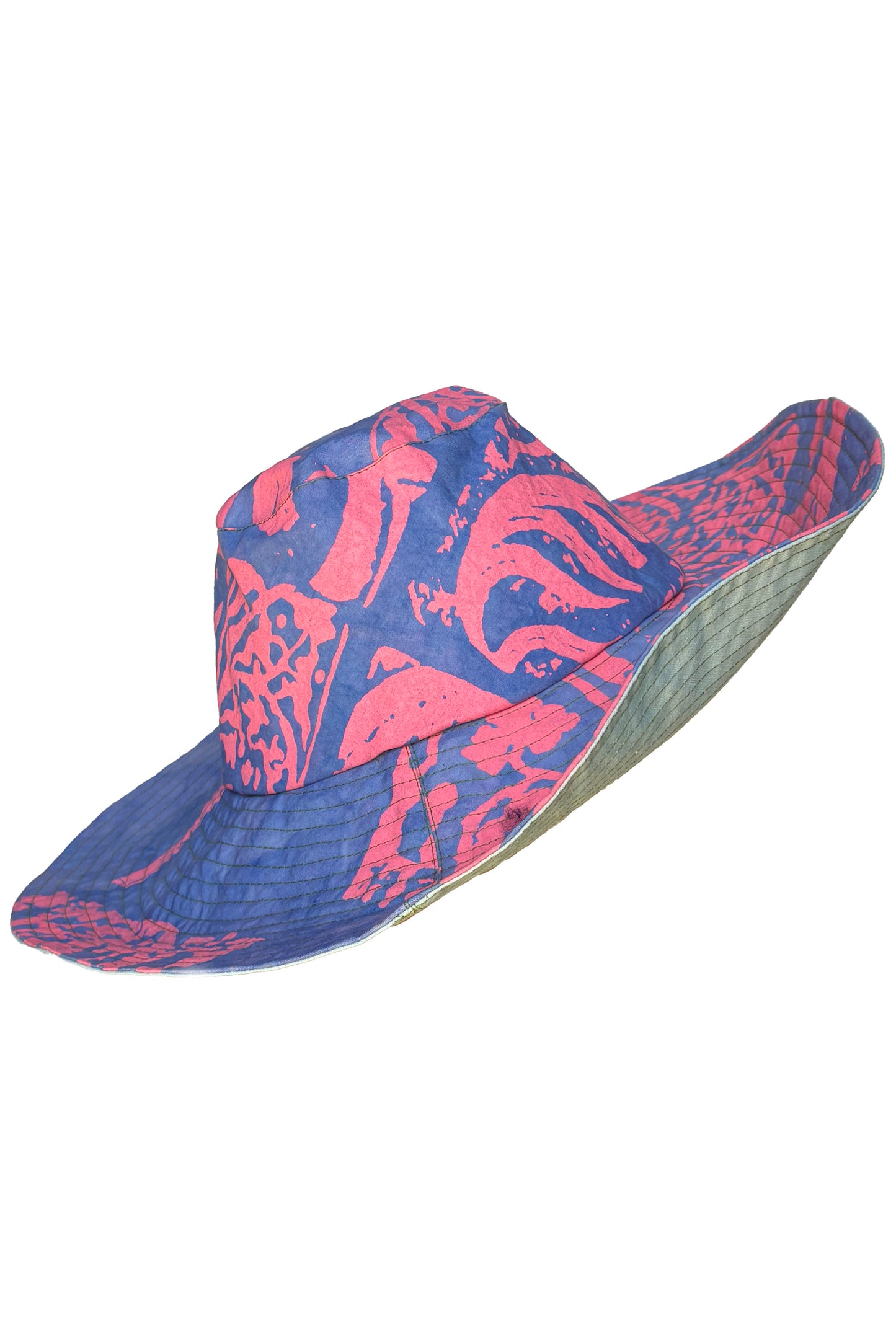 Amalfi Wide Brim Hat | Cotton | Wallpaper Print | Light Purple & Hot Pink | Medium