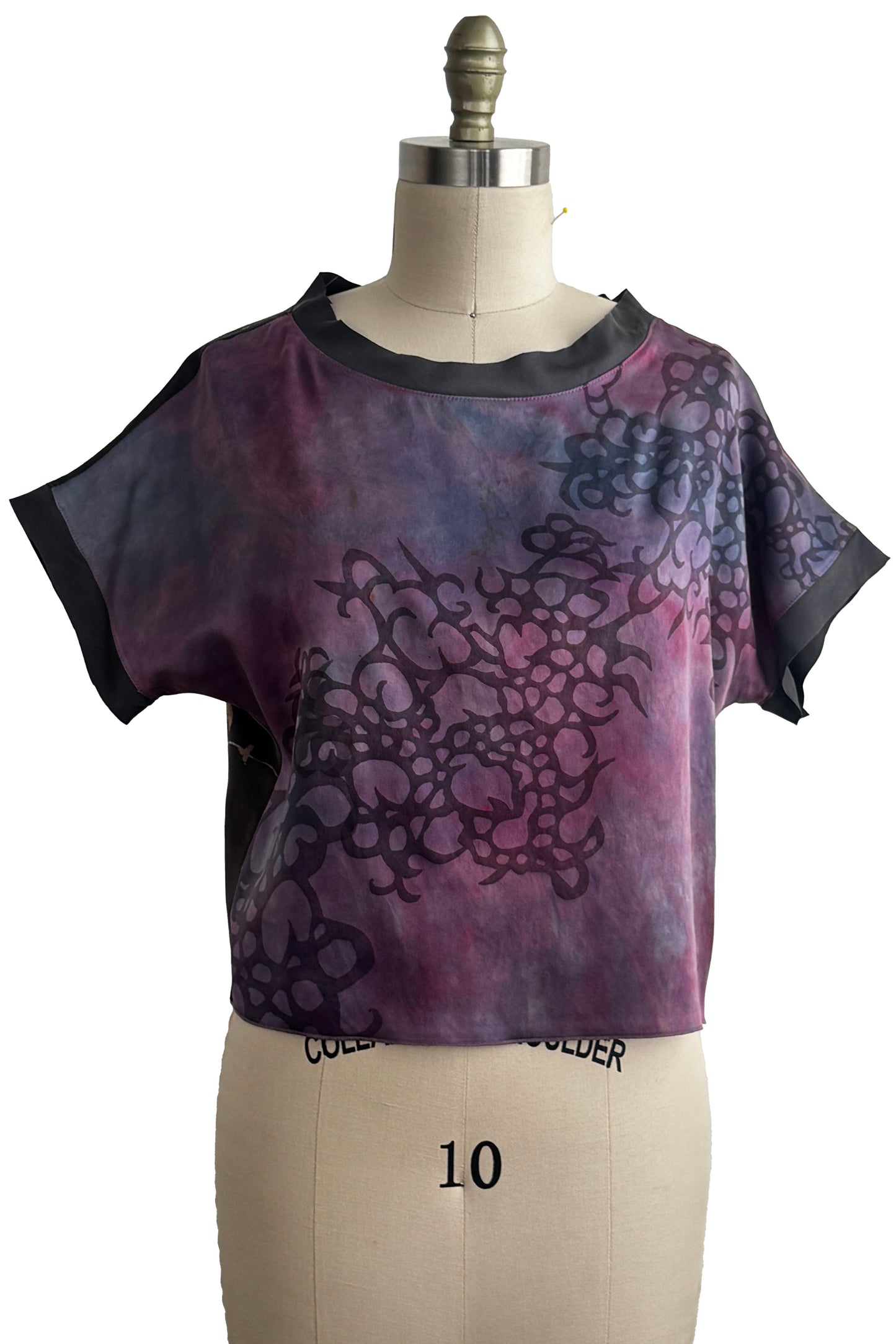 Jen Top | Silk Charmeuse | Oceana Print | Stormy Purple & Natural | Small