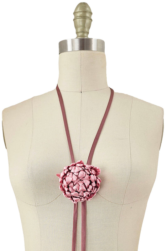 Adriana Bolo Lariat | Tsumami Chrysanthemum | Silk | Pink