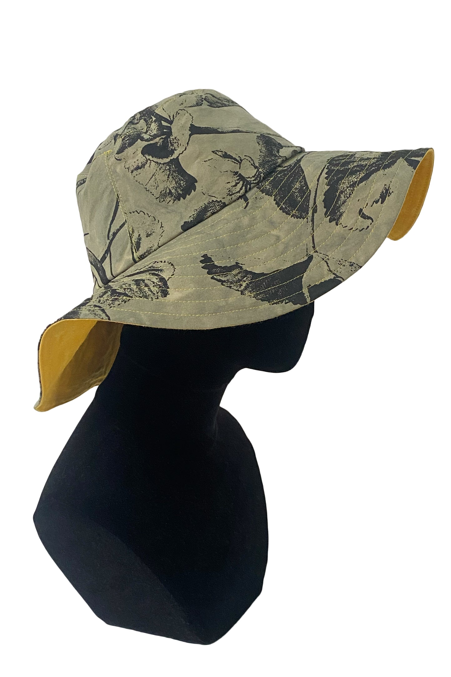 Amalfi Wide Brim Hat | Marsh Garden Print | Olive & Yellow
