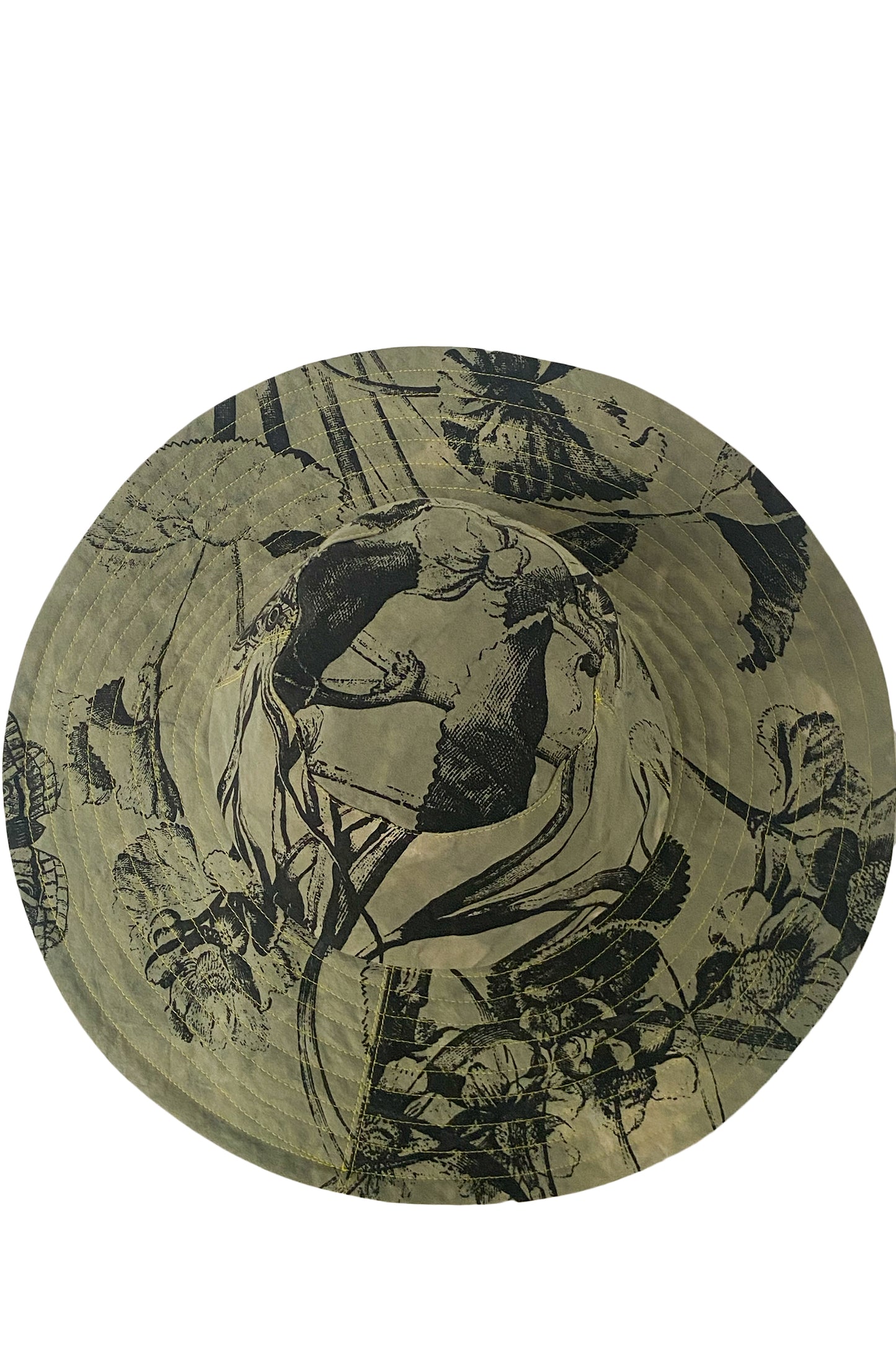 Amalfi Wide Brim Hat | Marsh Garden Print | Olive & Yellow
