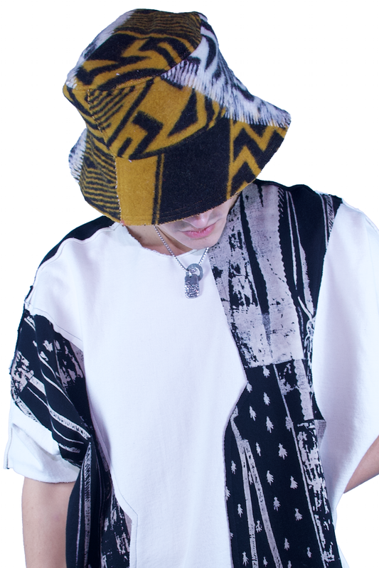 Bucket Hat from Blanket Wool - Black & Gold - Medium