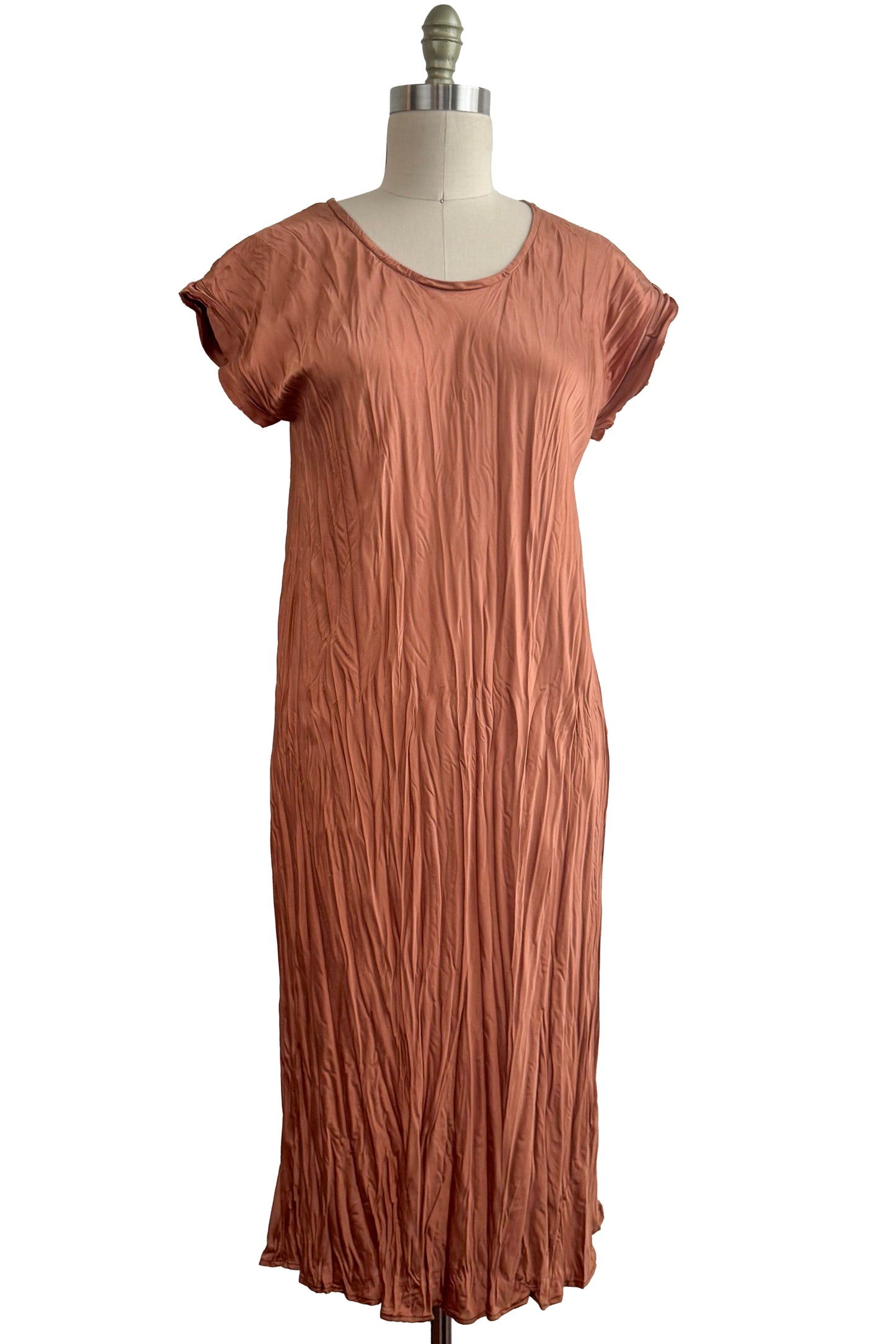 Crinkle Tea Dress | Silk Georgette | Peach | Small