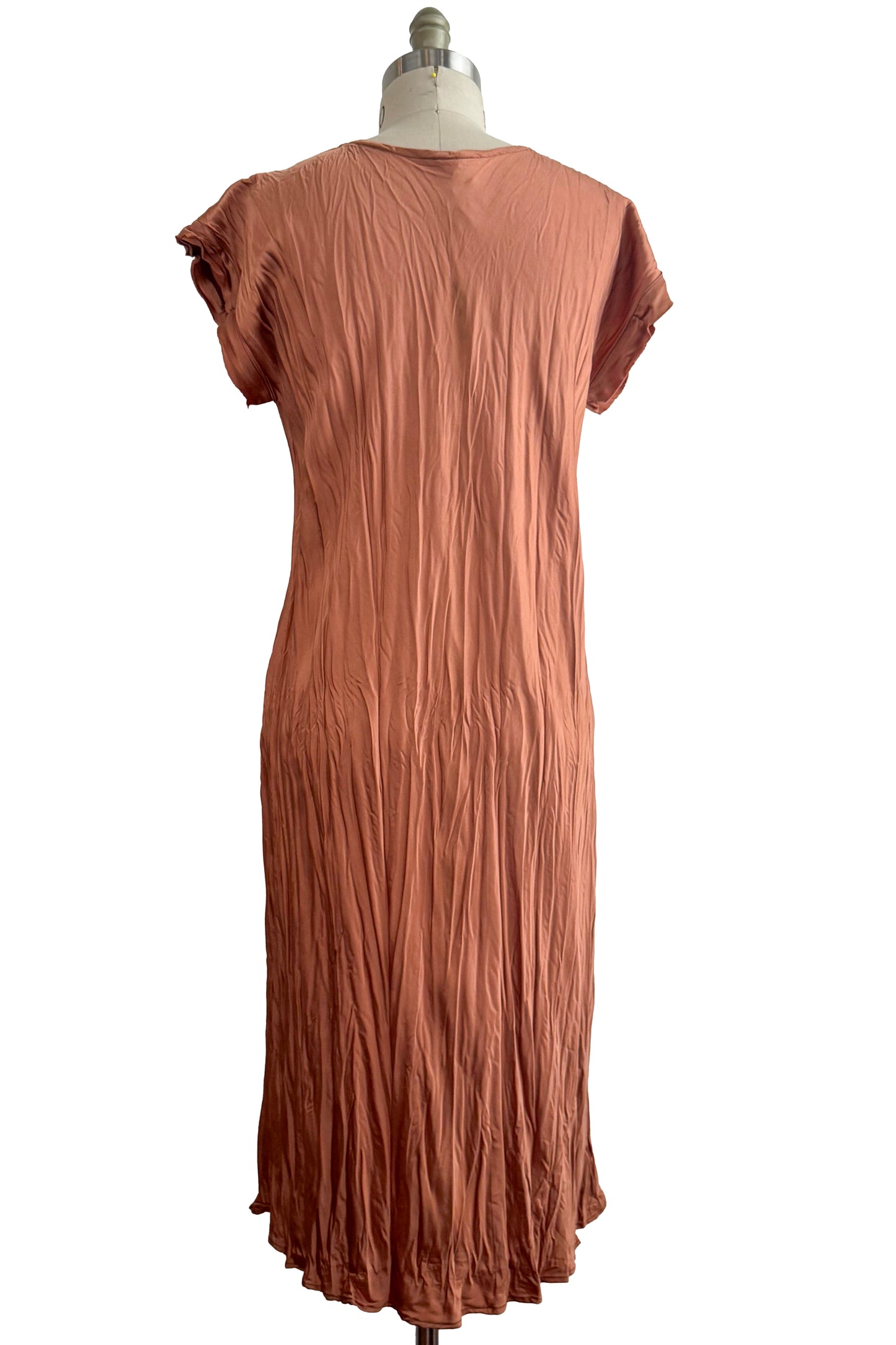 Crinkle Tea Dress | Silk Georgette | Peach | Small