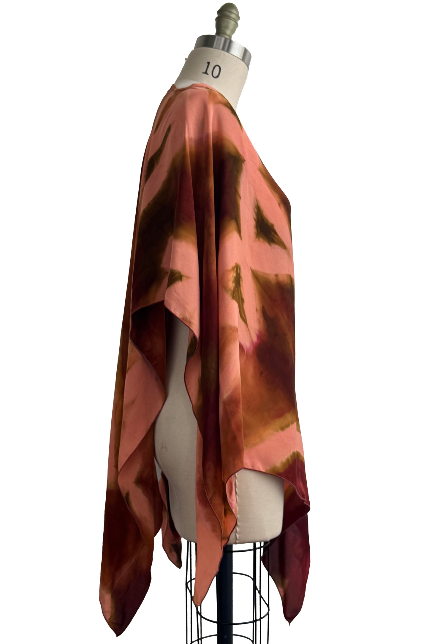 Button Drape | Silk Georgette | Itajime Dyed | Peach & Brick