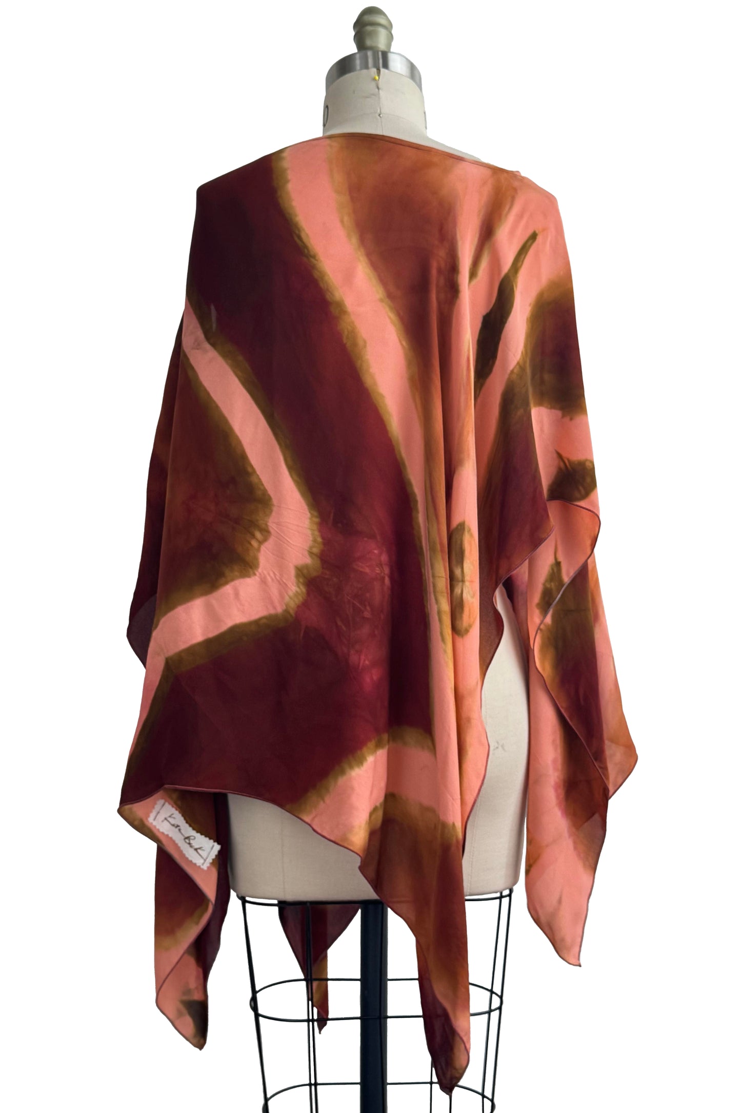 Button Drape | Silk Georgette | Itajime Dyed | Peach & Brick