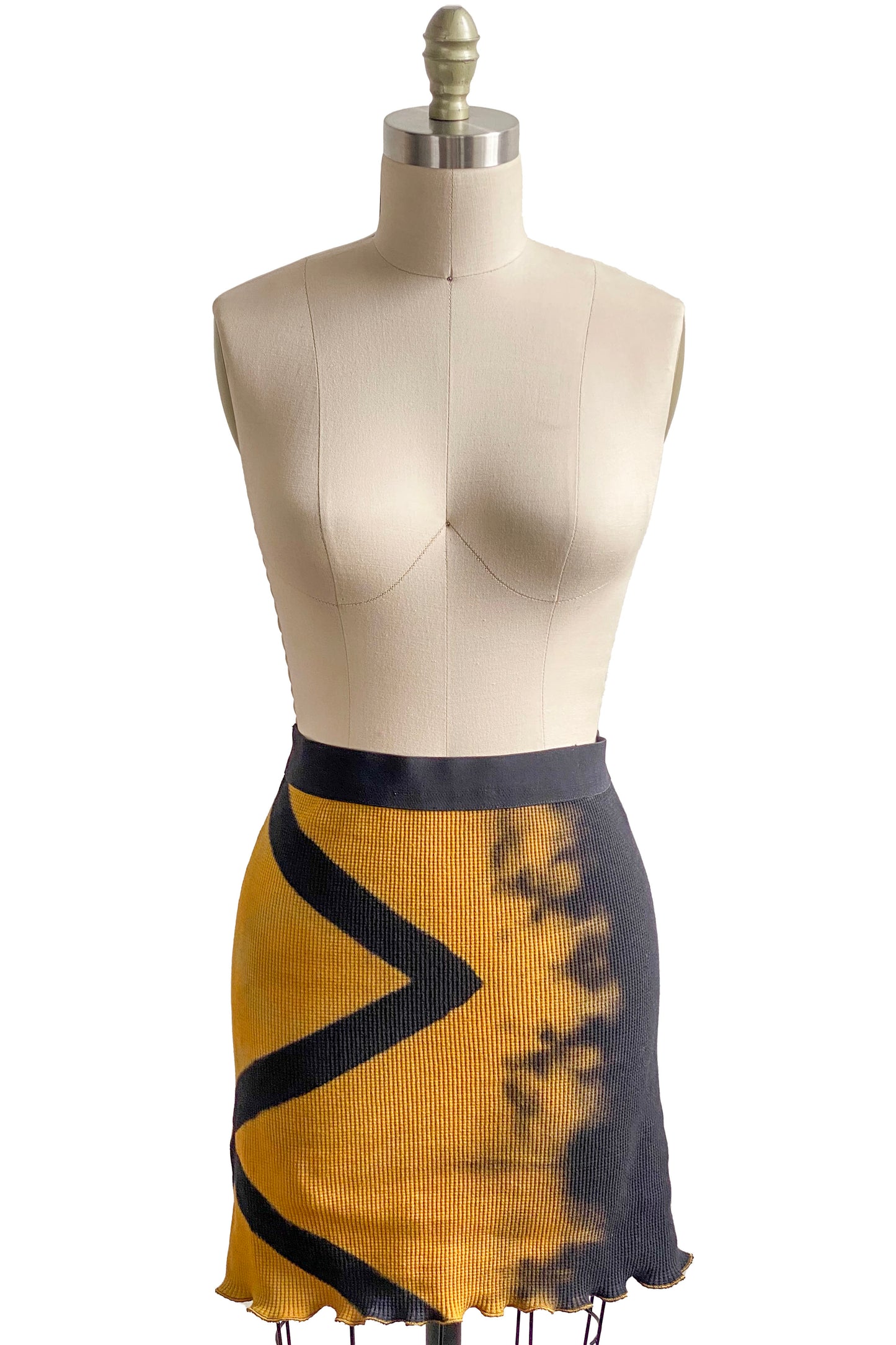 Tube Skirt | Organic Waffle Stretch Cotton | Itajimie Dye | Gold & Black | Medium
