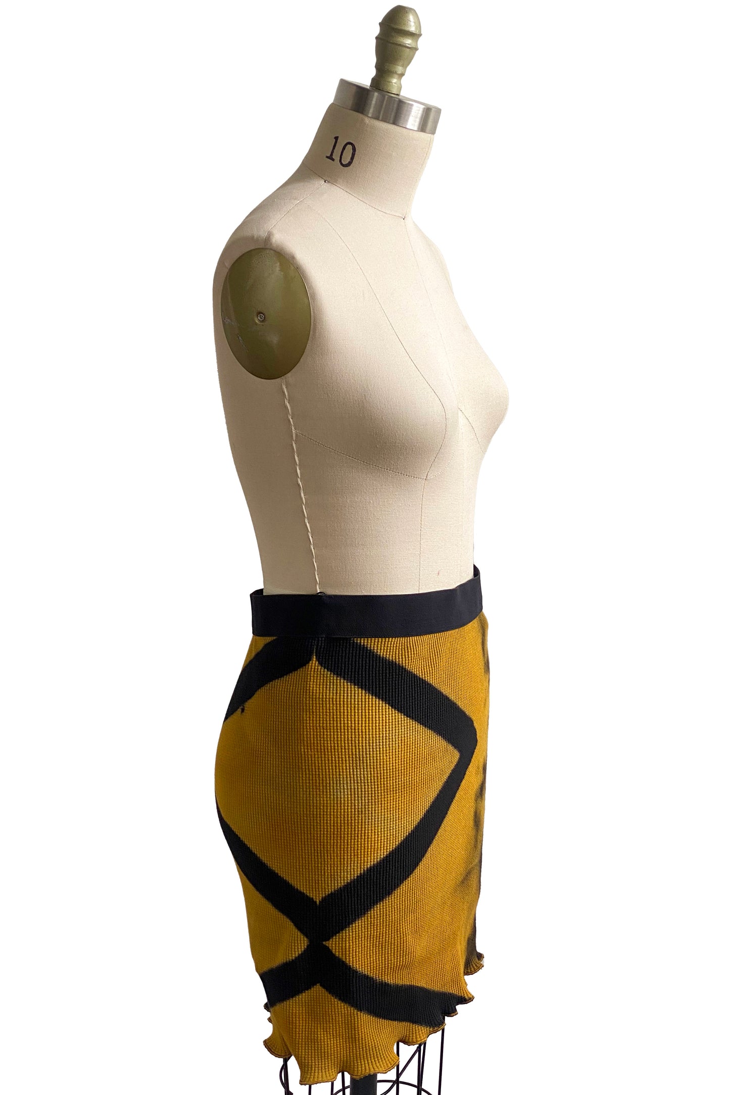 Tube Skirt | Organic Waffle Stretch Cotton | Itajimie Dye | Gold & Black | Medium