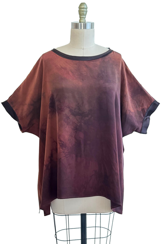 Deb Top | Silk Georgette | Ombre Dyed | Brown & Burgundy