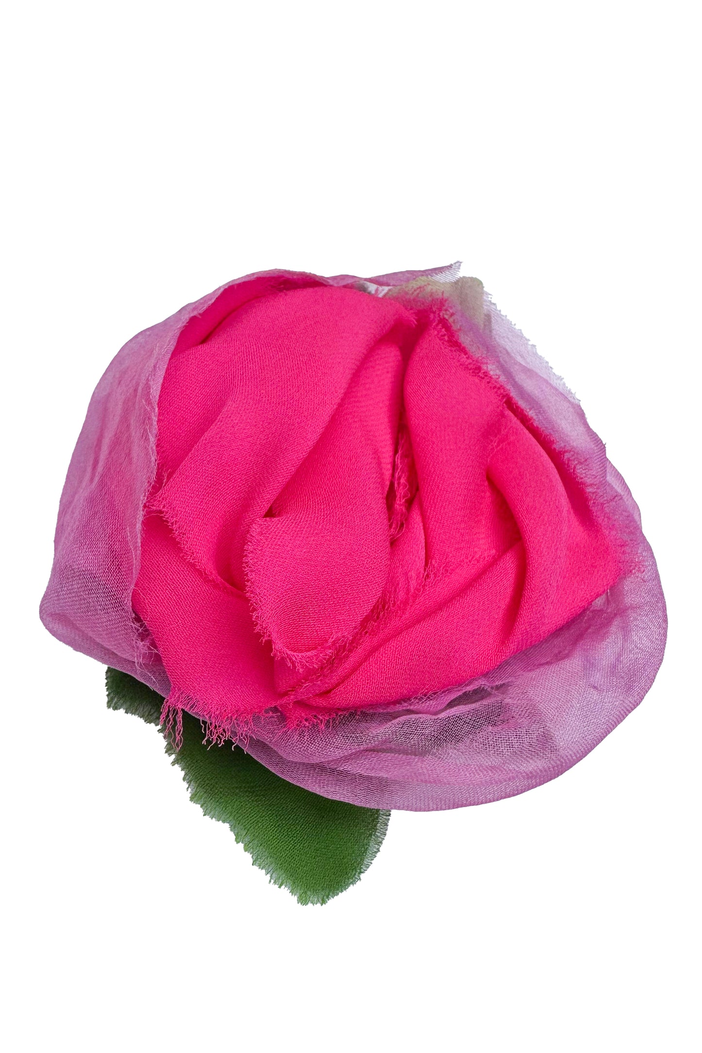 Magnetic Floral Brooch | Rosette | Silk Crepe De Chine | Hot Pink