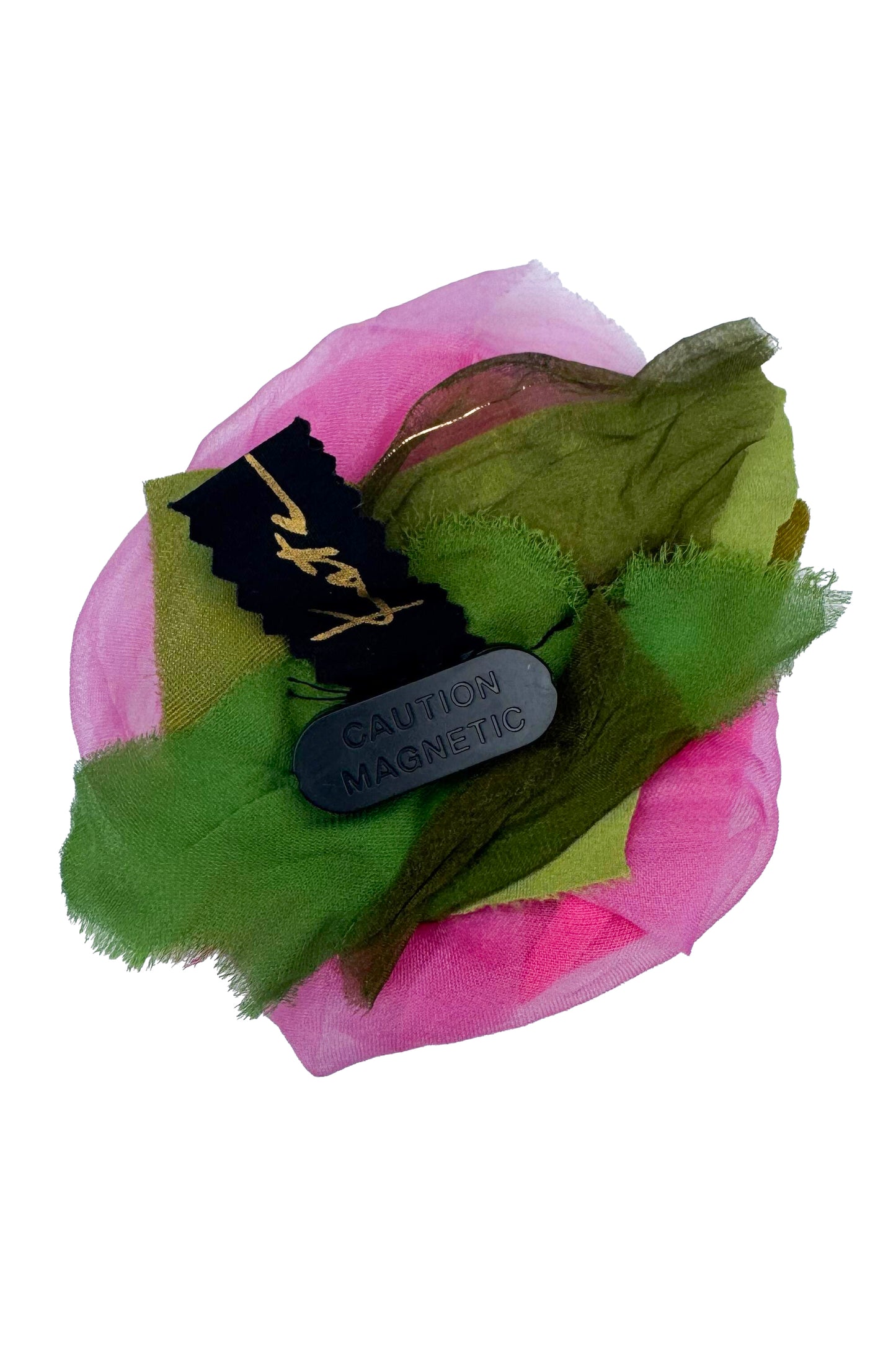 Magnetic Floral Brooch | Rosette | Silk Crepe De Chine | Hot Pink