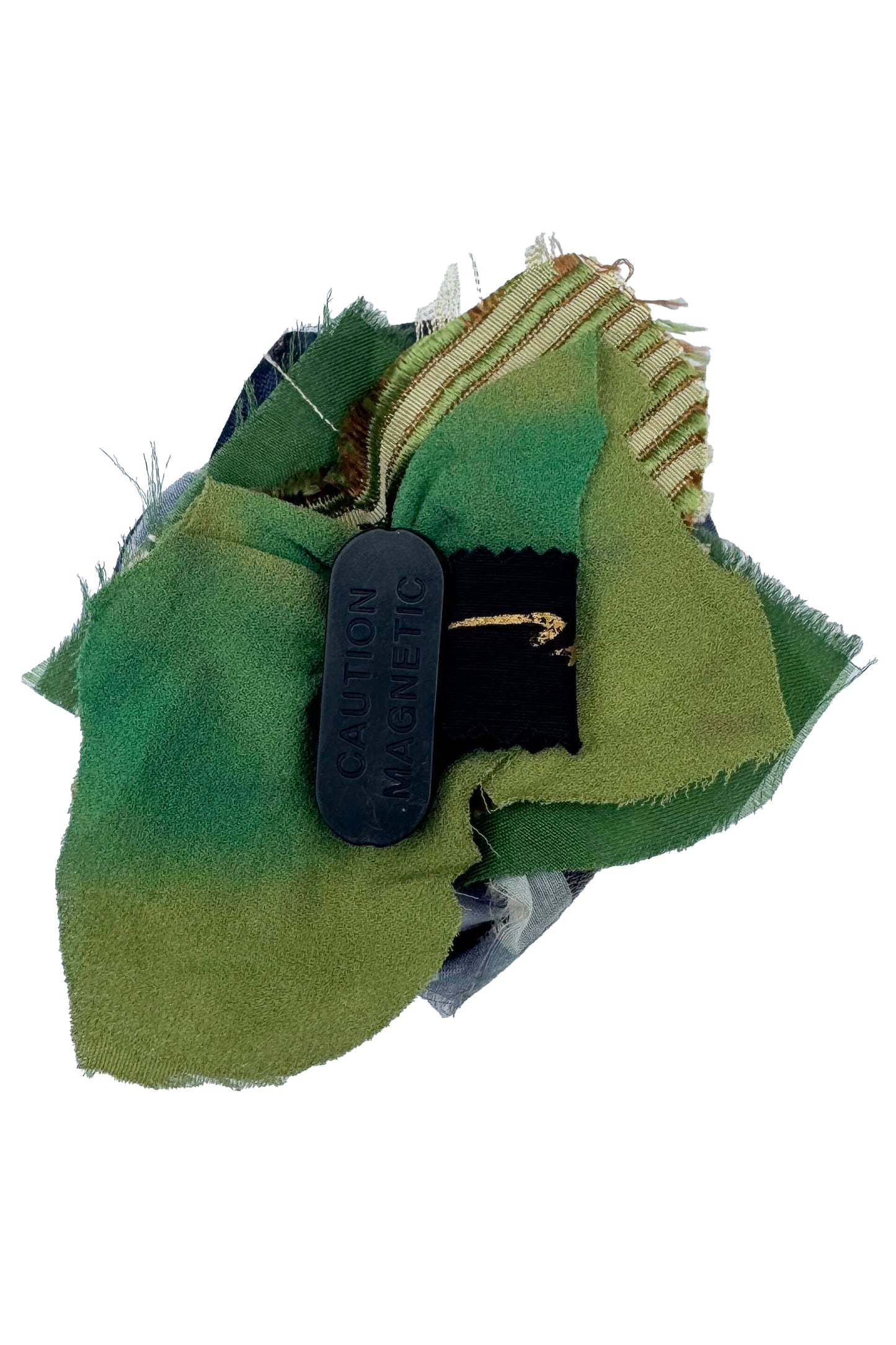 Silk Magnetic Floral Brooch - Blue Stripe