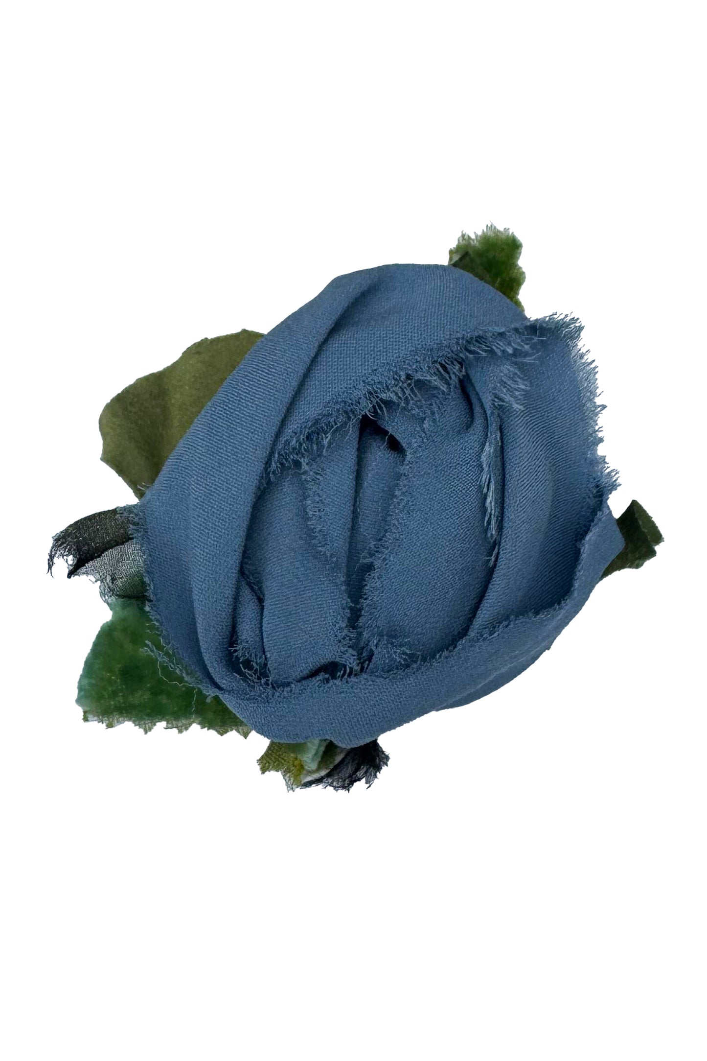 Magnetic Floral Brooch | Rosette | Silk Velvet | Denim Blue