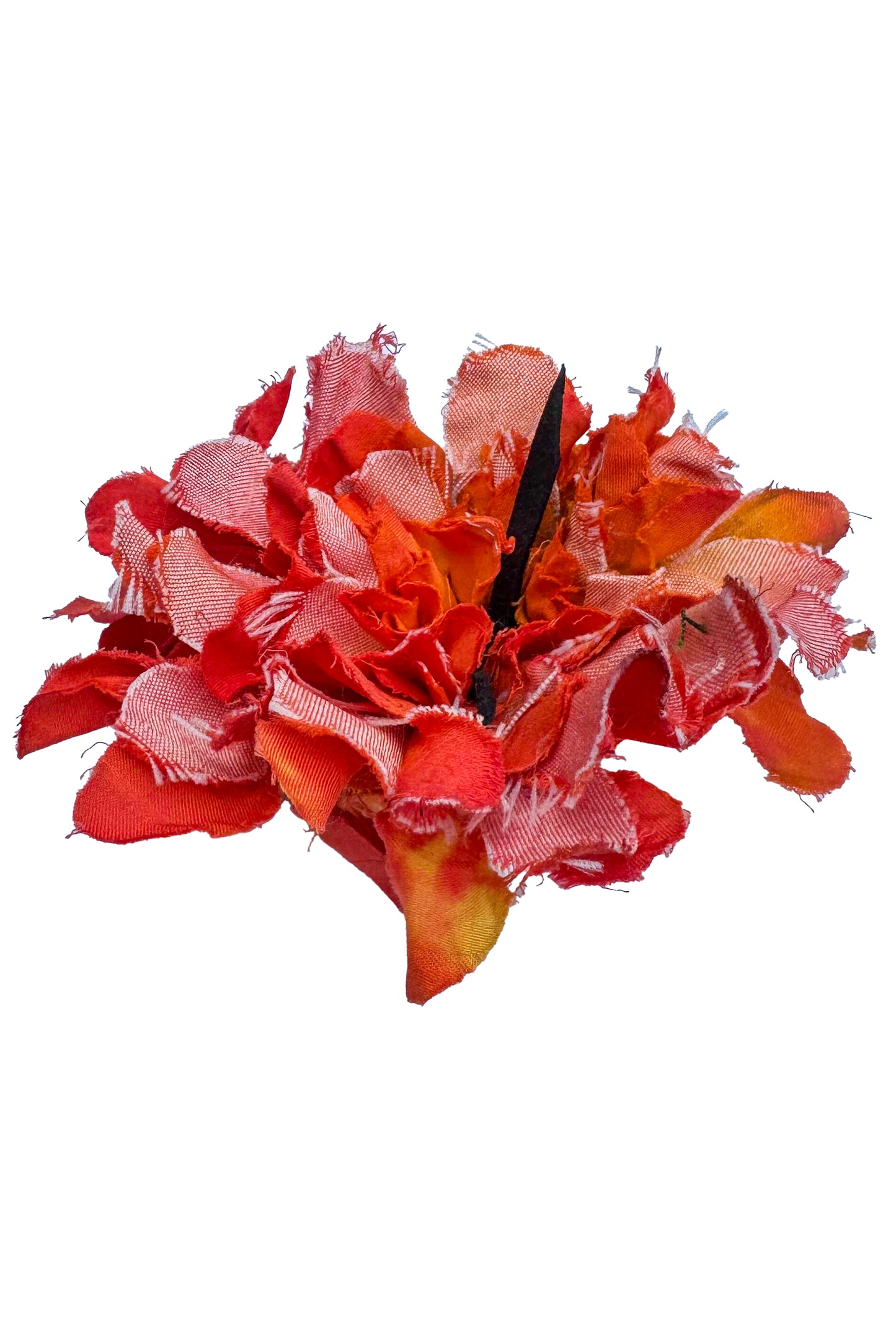 Magnetic Floral Brooch | Cotton | Red Orange