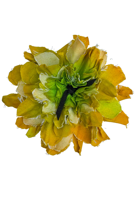 Magnetic Floral Brooch | Cotton | Yellow & Green