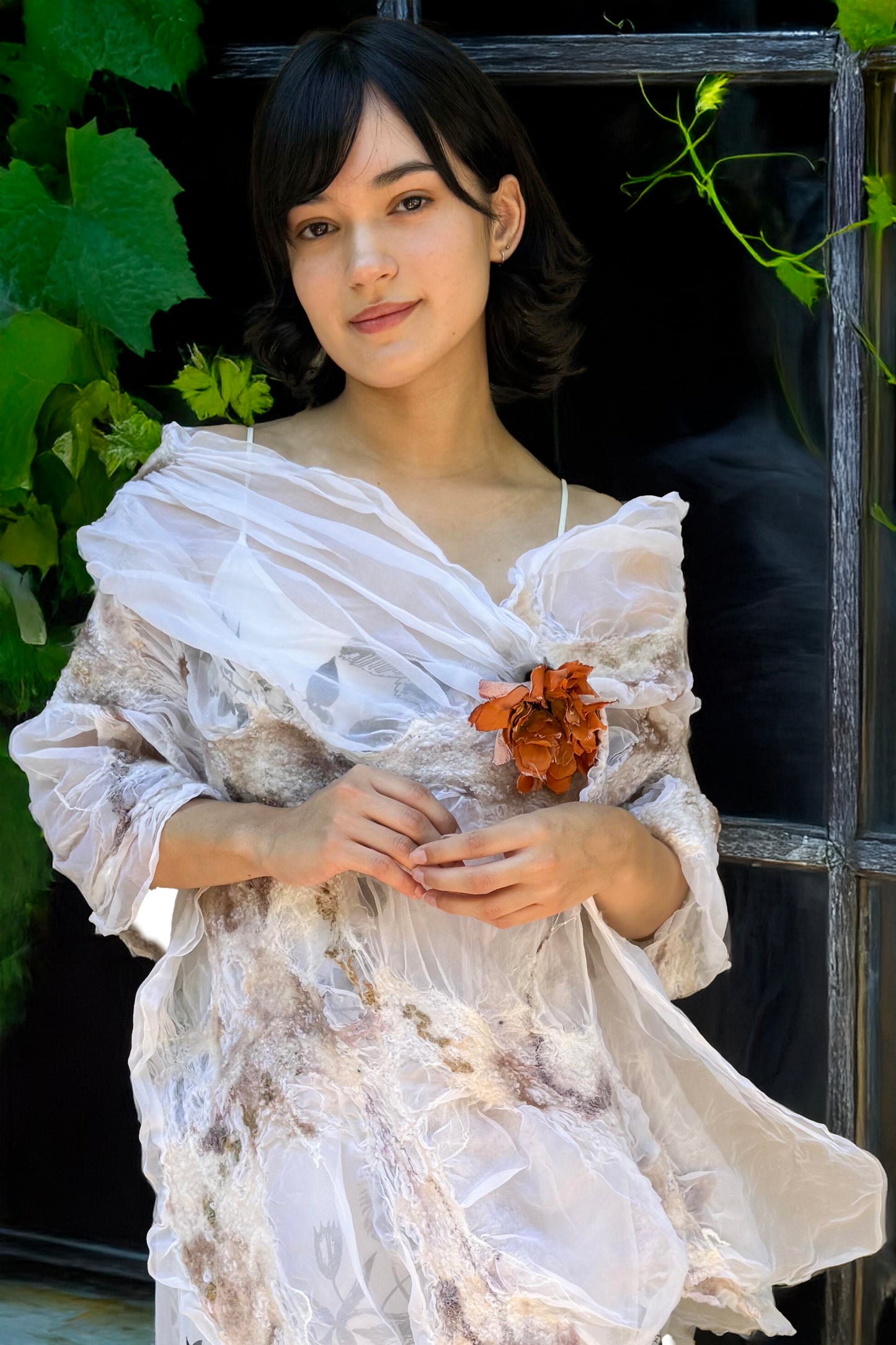 Magnetic Floral Brooch | Cotton | Green Multi