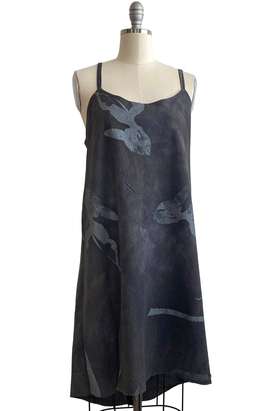 Pigalle Dress Mini | Seersucker Cotton | Tulip Print | Charcoal & Silver | Large