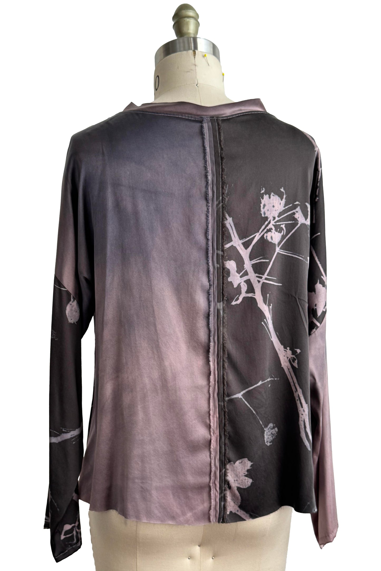 Portia Top | Stretch Silk Charmeuse | Cotton Print | Grey & Black