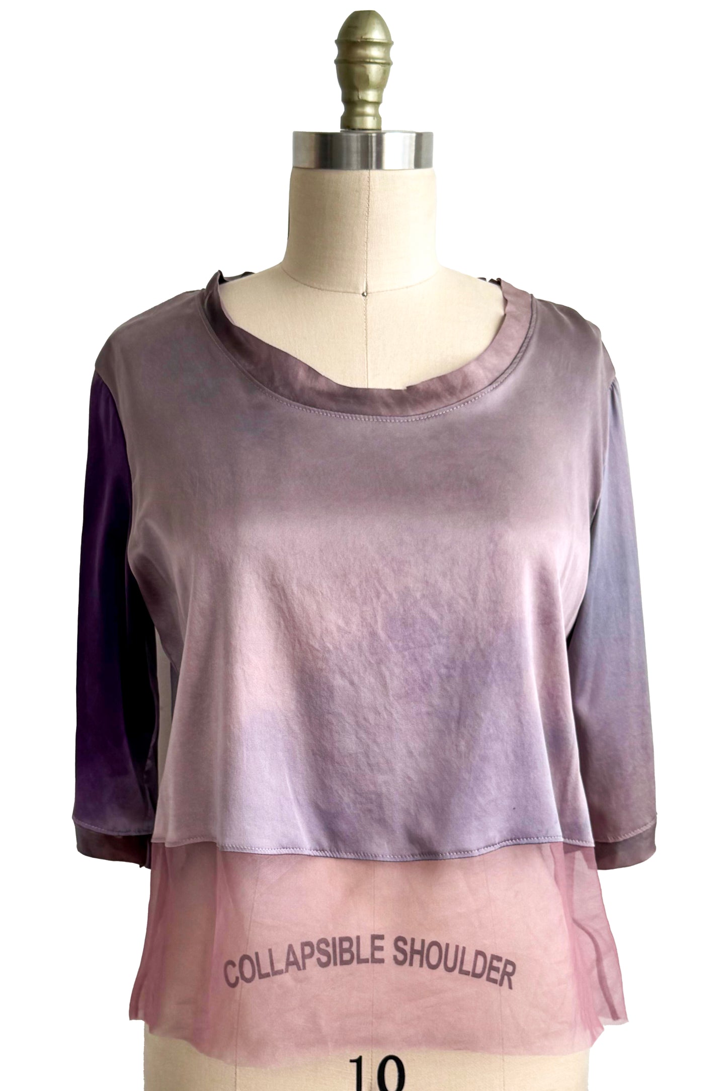 Marais Top | Stretch Silk & Silk Organza | Lavender Dyed | Medium