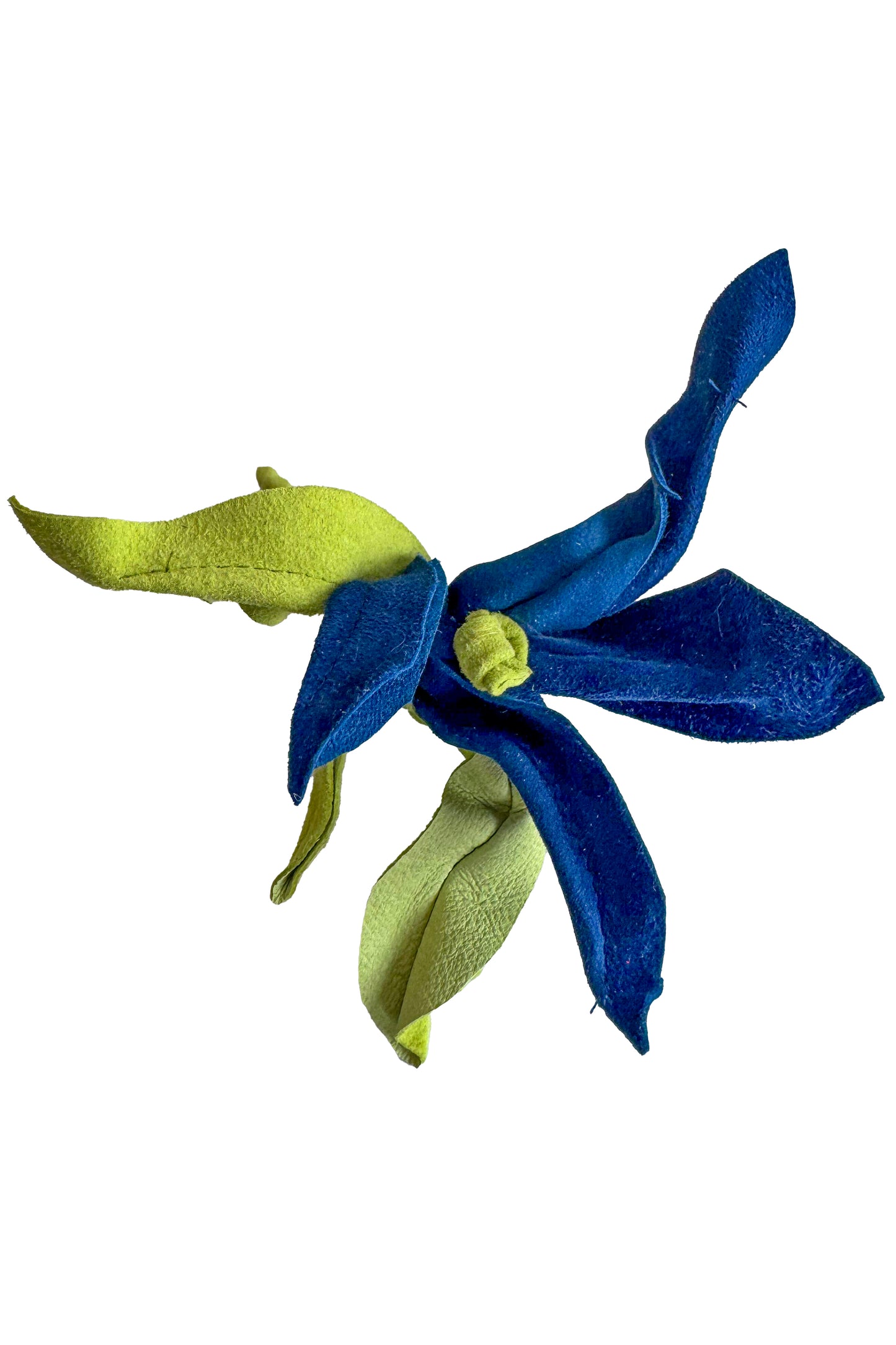 Magnetic Floral Brooch | Orchid | Leather | Blue & Green