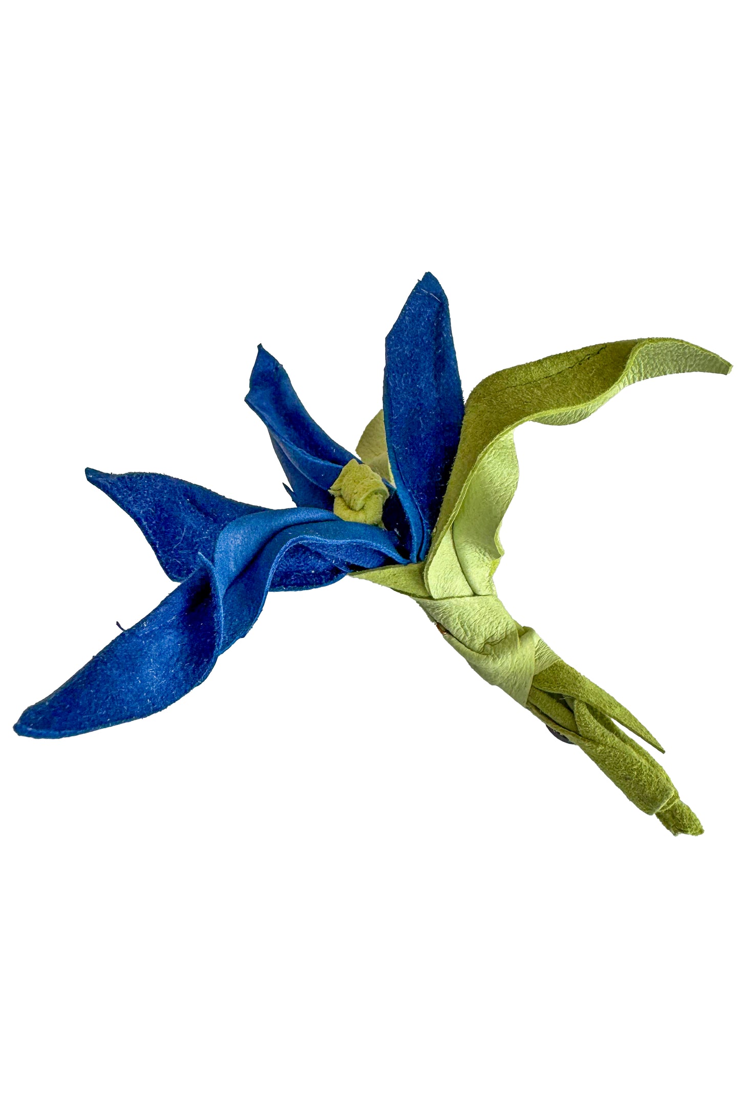 Magnetic Floral Brooch | Orchid | Leather | Blue & Green