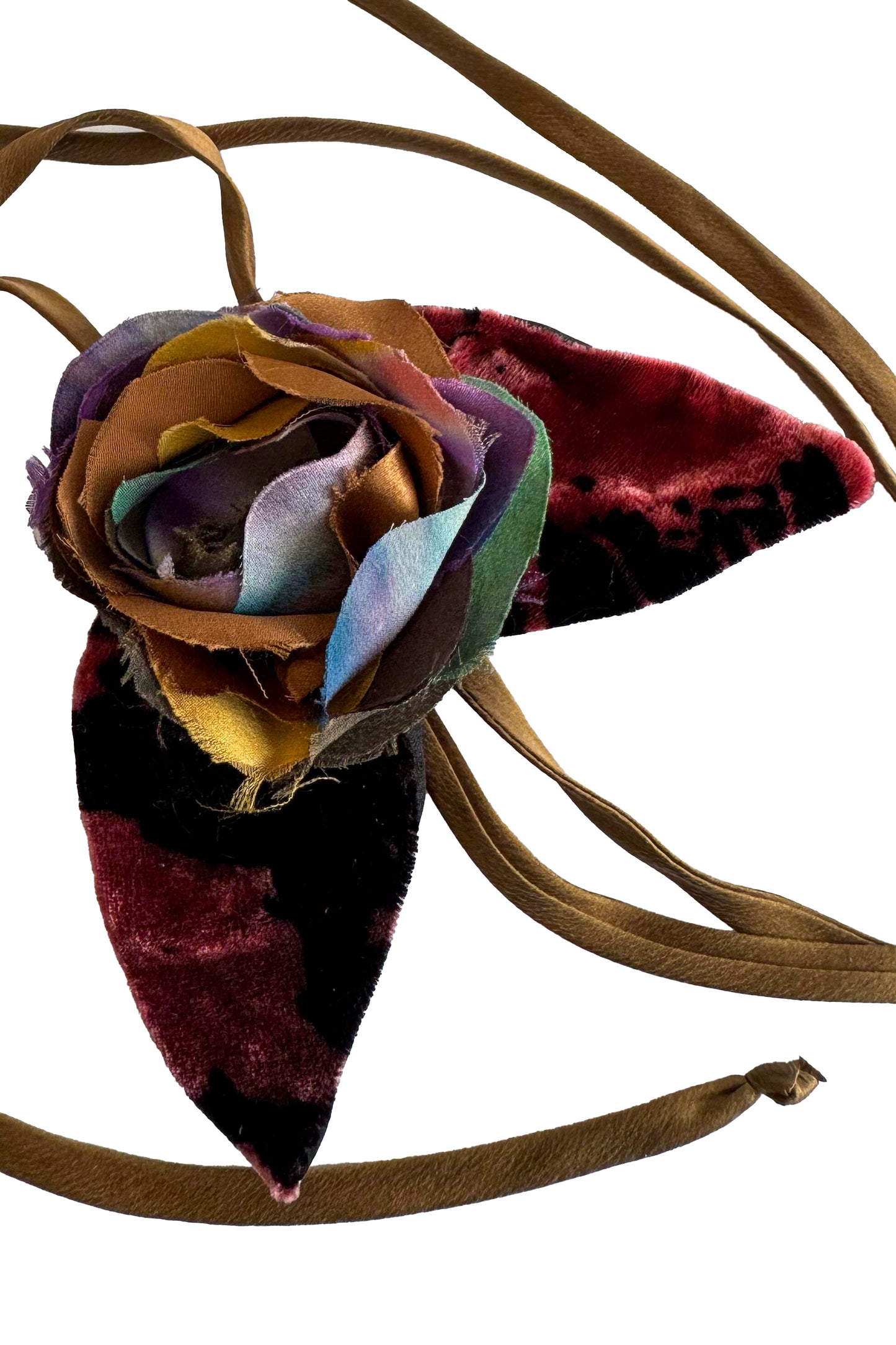 Adriana Bolo Lariat | Bow | Velvet | Maroon & Cognac