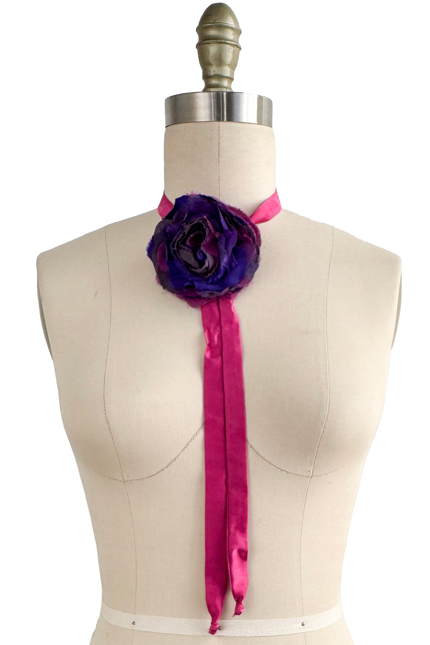 Adriana Bolo Lariat | Camellia | Silk | Pink & Purple