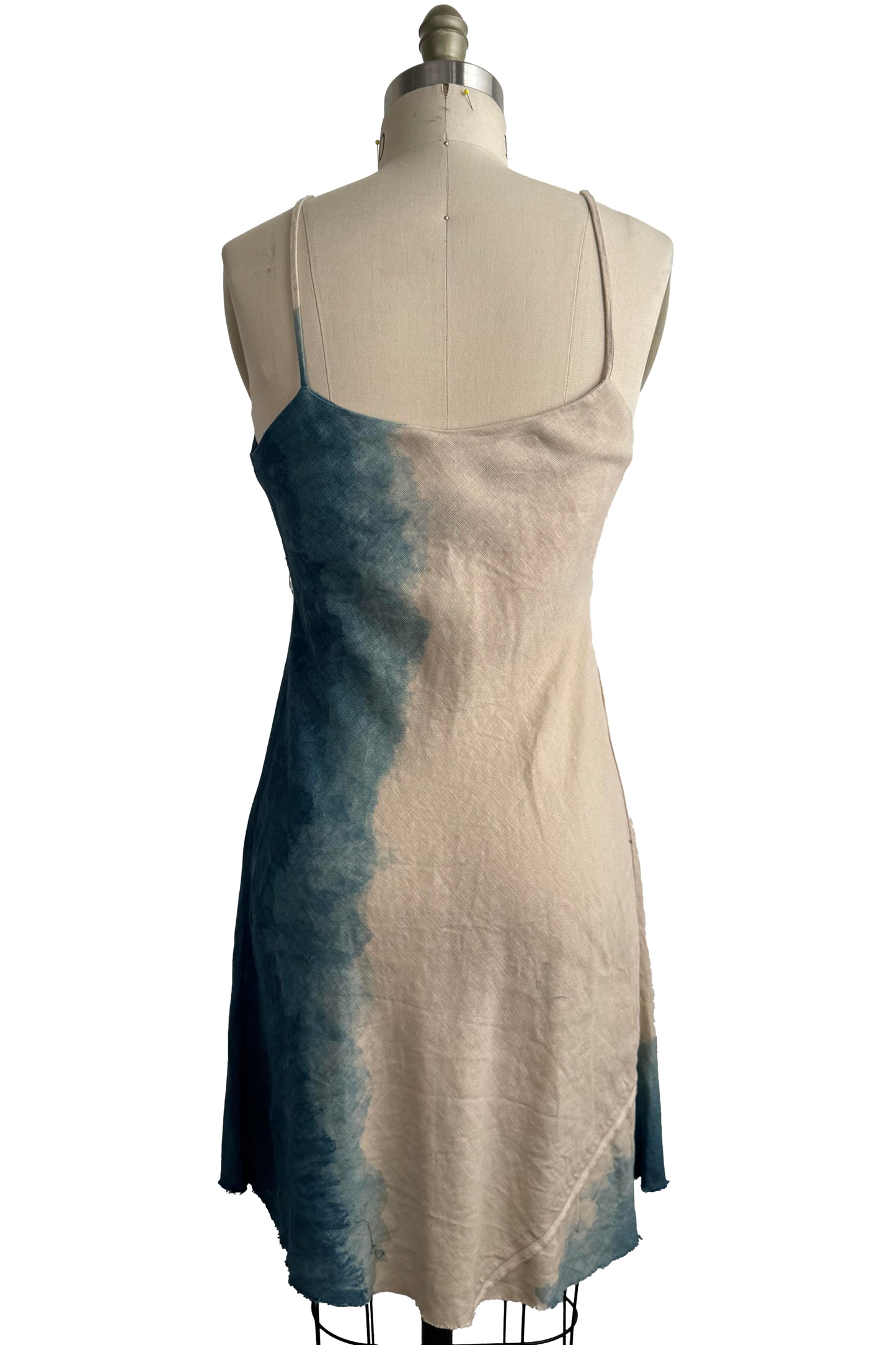 Kappa Mini Dress in Linen - Indigo & Natural - Small