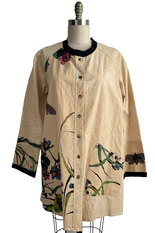 Juno Coat | Cotton Canvas | Hand Painted Bouquet Print | Medium