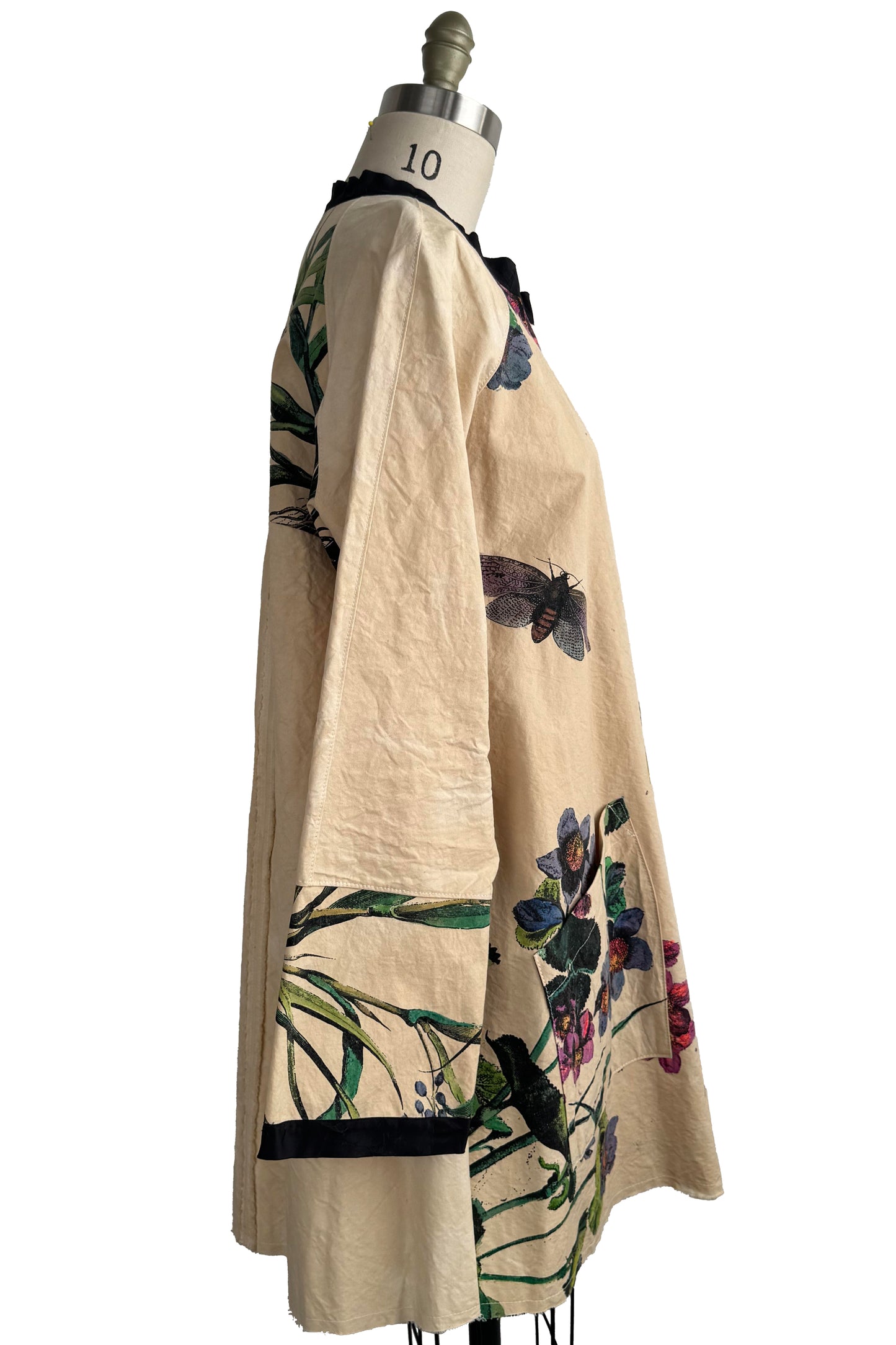 Juno Coat | Cotton Canvas | Hand Painted Bouquet Print | Medium
