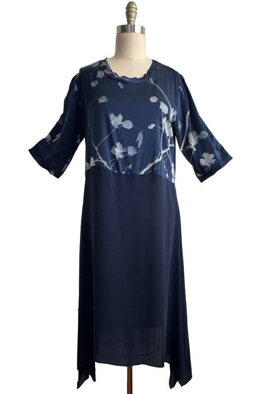 Marais Dress | Stretch Silk & Crepe De Chine | Cotton Print | Blue | Medium