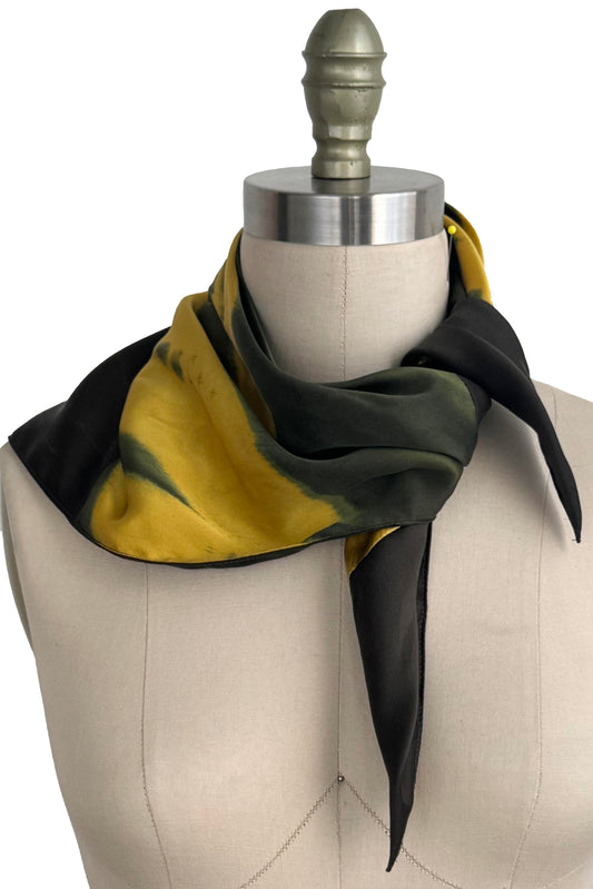 Kerchief | Bias Cut Silk Charmeuse | Patchwork | Black & Yellow