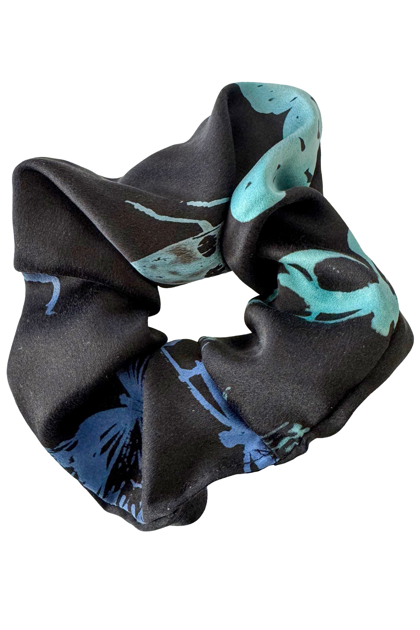 Hair Cuff | Silk Charmeuse | Bug Print | Black & Blue, Purple, Aqua