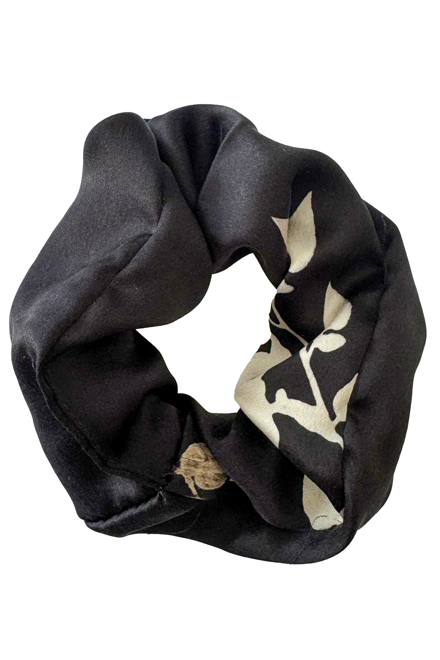 Hair Cuff | Silk Charmeuse | Vine Print | Black & Natural