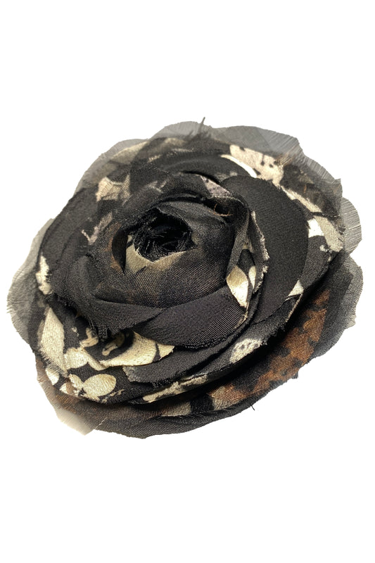 Camelia Brooch | Pin Back |  Black & Bronze
