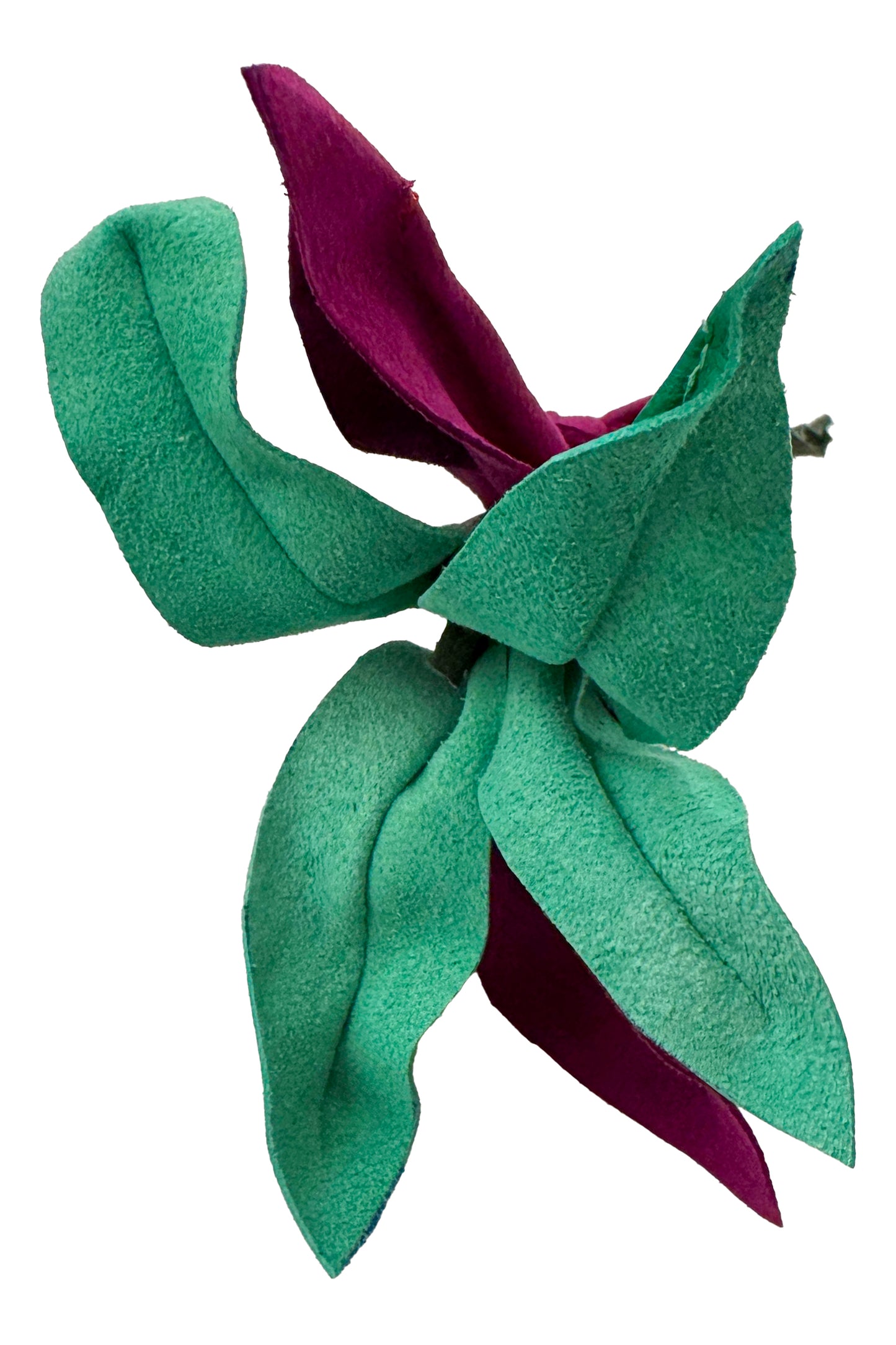 Magnetic Floral Brooch | Orchid | Leather | Magenta & Green