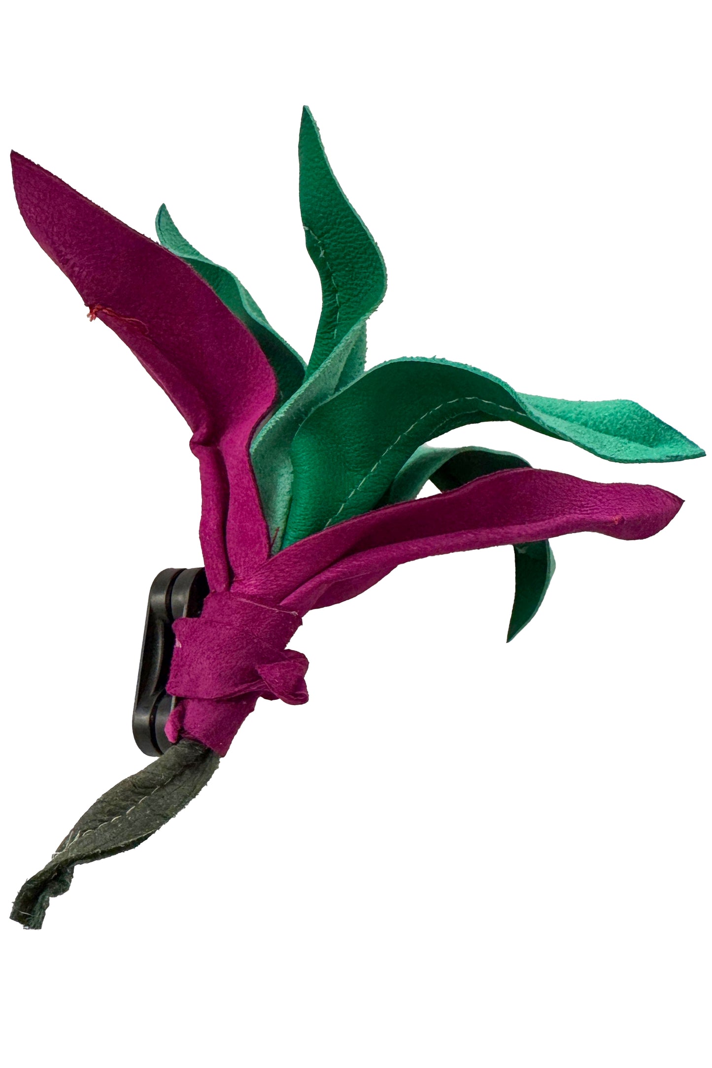 Magnetic Floral Brooch | Orchid | Leather | Magenta & Green
