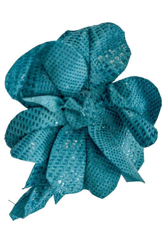 Magnetic Floral Brooch | Camellia | Leather | Turquoise Textured