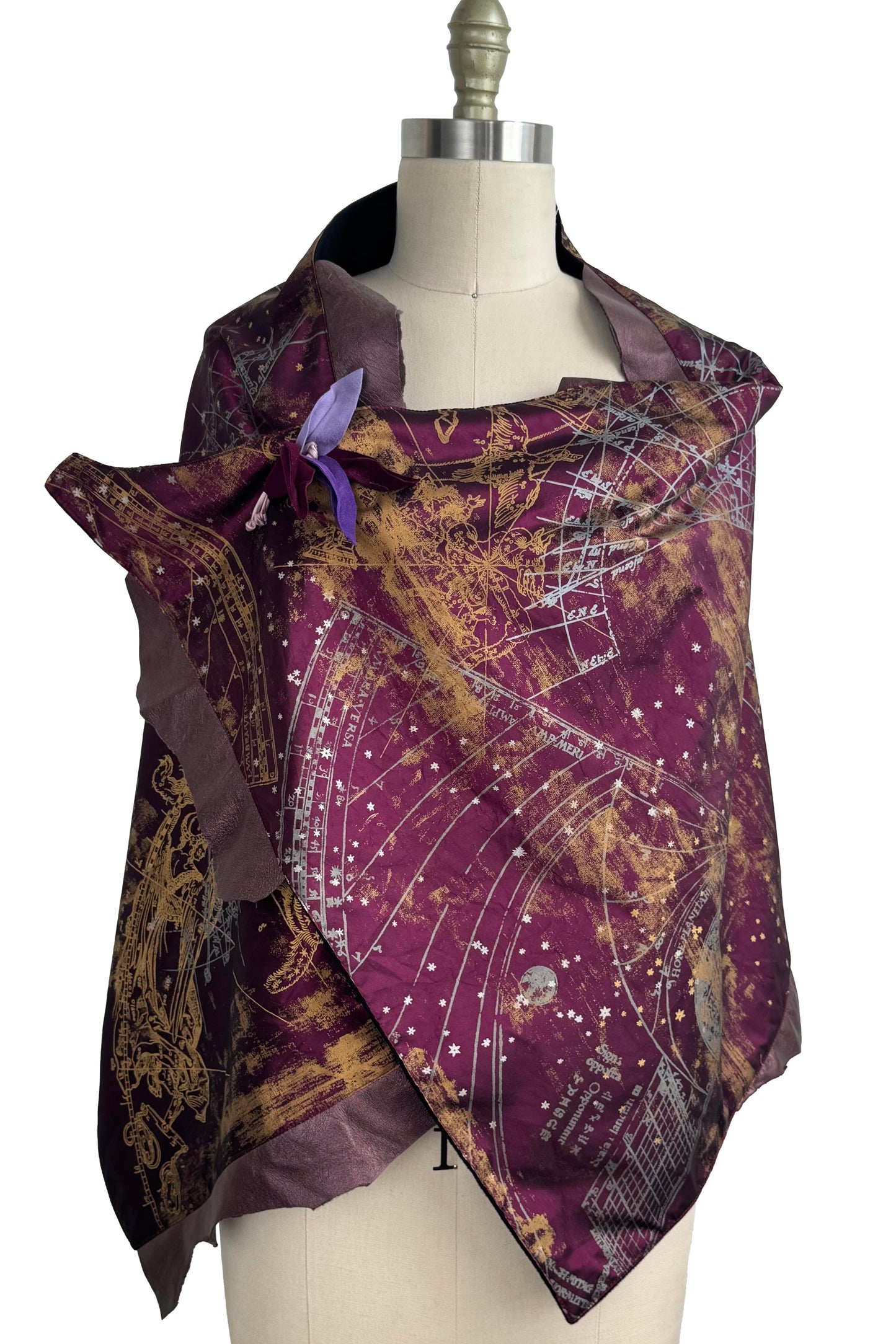 Magnetic Floral Brooch | Orchid | Leather | Magenta, Purple & Green