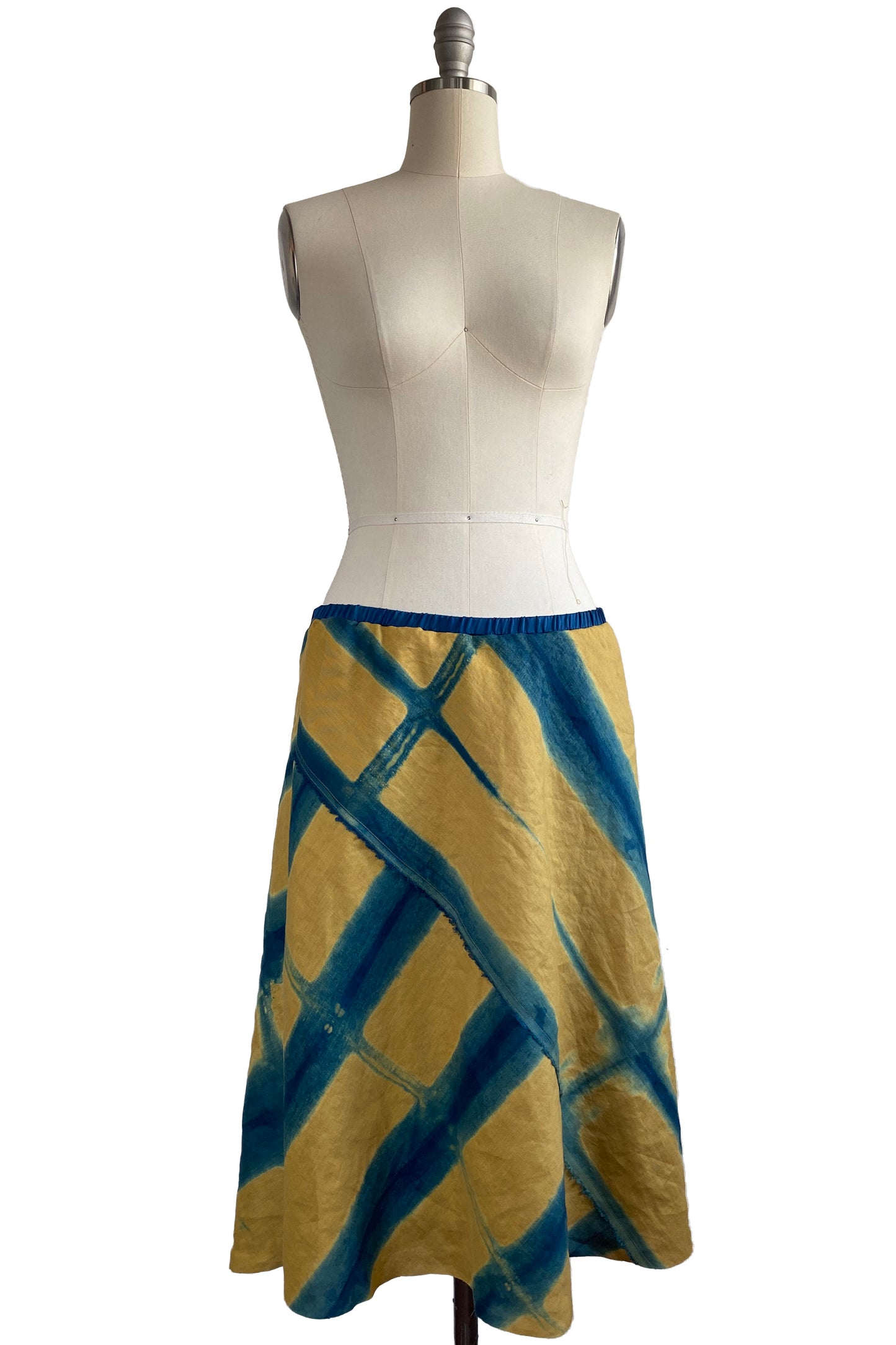 Toulouse Skirt | Itajime Dye | Ochre & Indigo | Medium