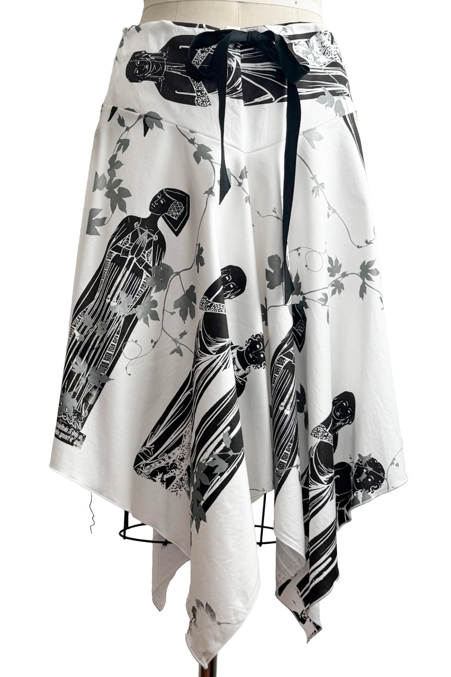 Rayme Skirt | Upcycled Cotton | Saints & Hops Vine Print | White & Black | Medium