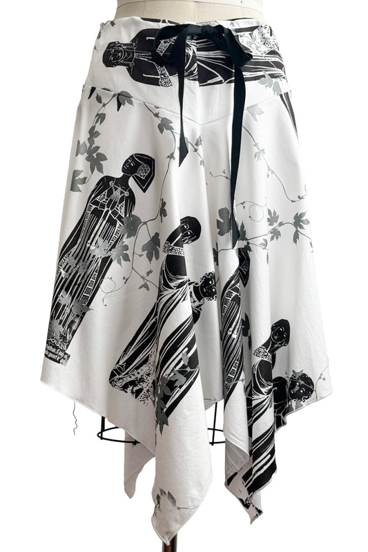 Rayme Skirt | Upcycled Cotton | Saints & Hops Vine Print | White & Black | Medium