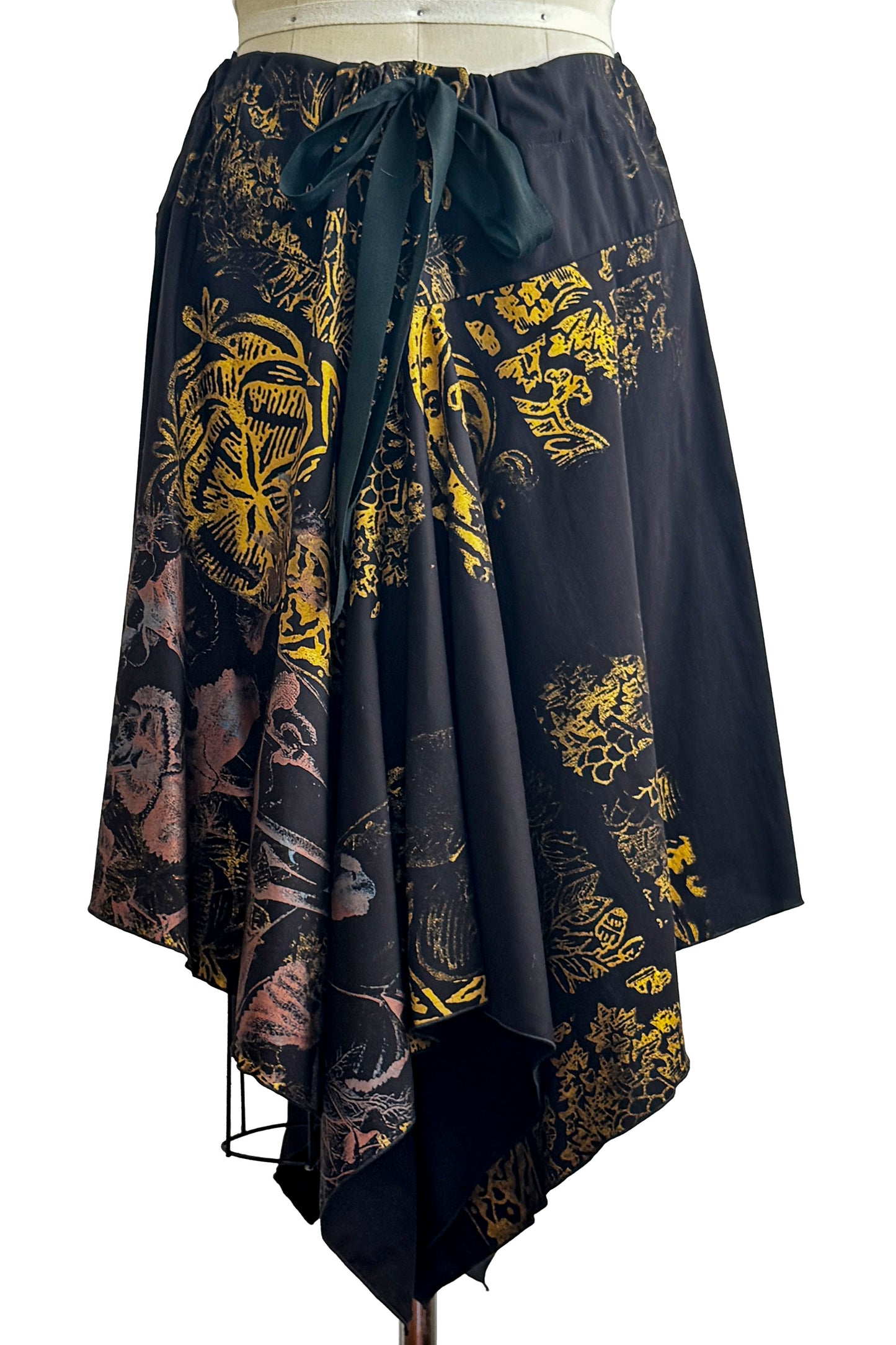 Rayme Skirt | Cotton | Tile Print | Black & Gold | Large