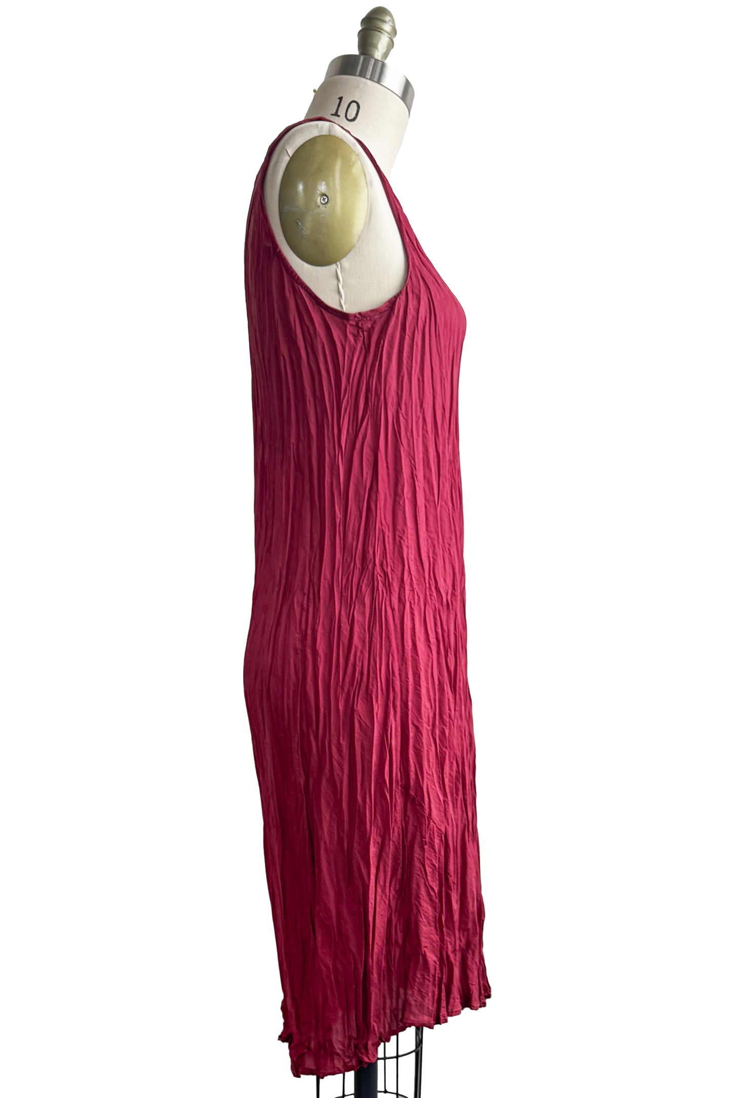 Crinkle Tank Dress | Habotai Silk | Soft Cranberry